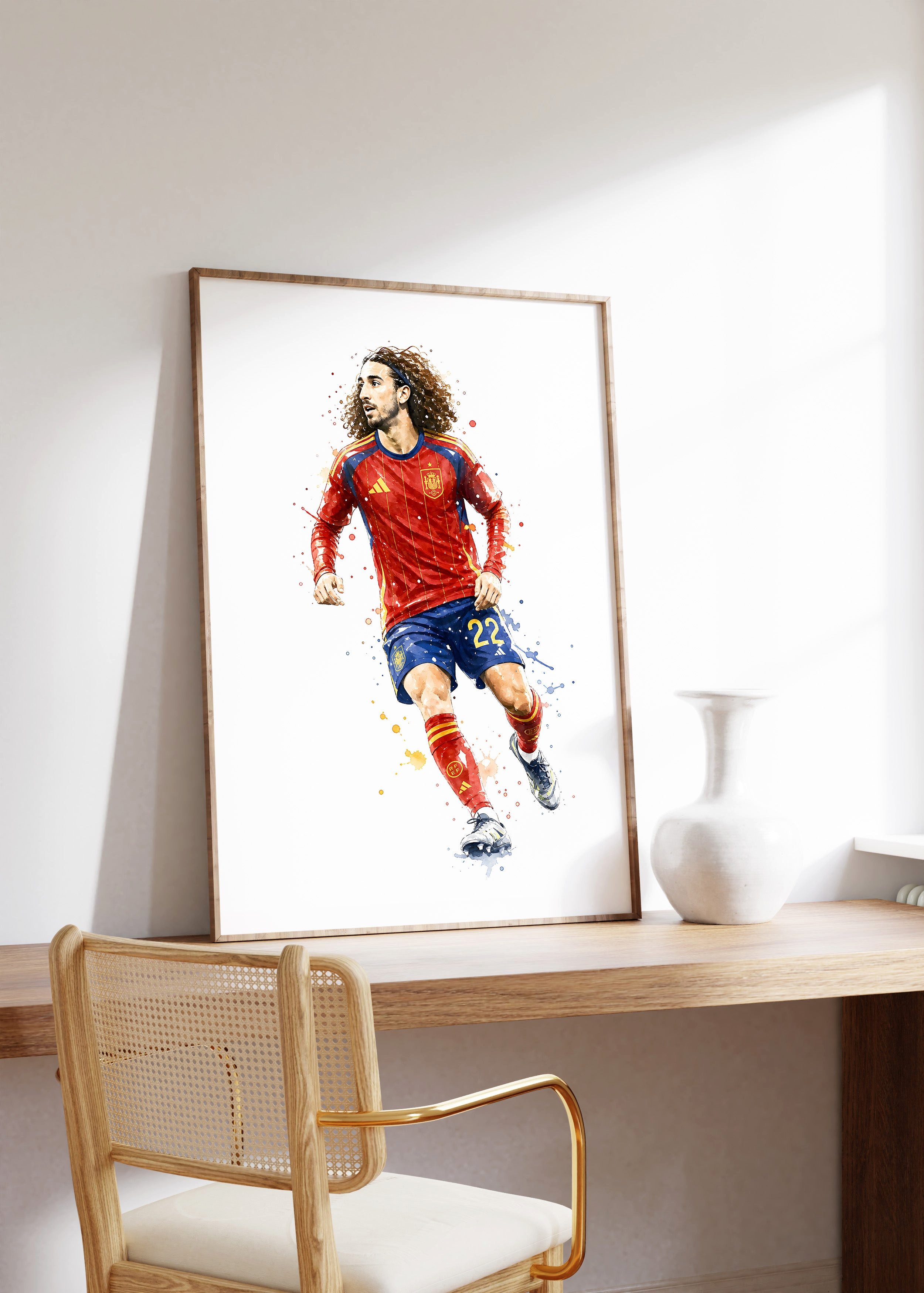 JUSTGOODMOOD Poster Spanien Fussball Geschenkidee Aquarell Sport Wandbild Deko Print ohne, (1 St)