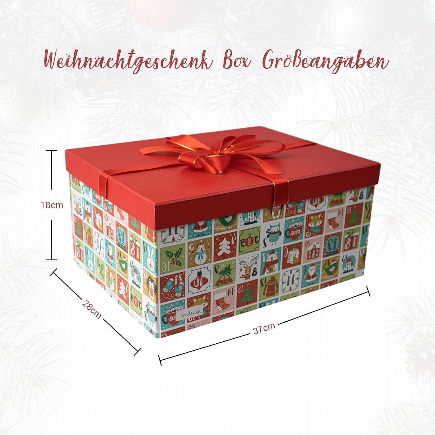 hausleben Geschenkbox 2er Faltbare Geschenkbox Weihnachten mit Deckel - 37x28x18 cm (Set, 2 St., 2er-Set), Stabiler Karton mit Deckel für große Geschenke – Bild 5 von 5