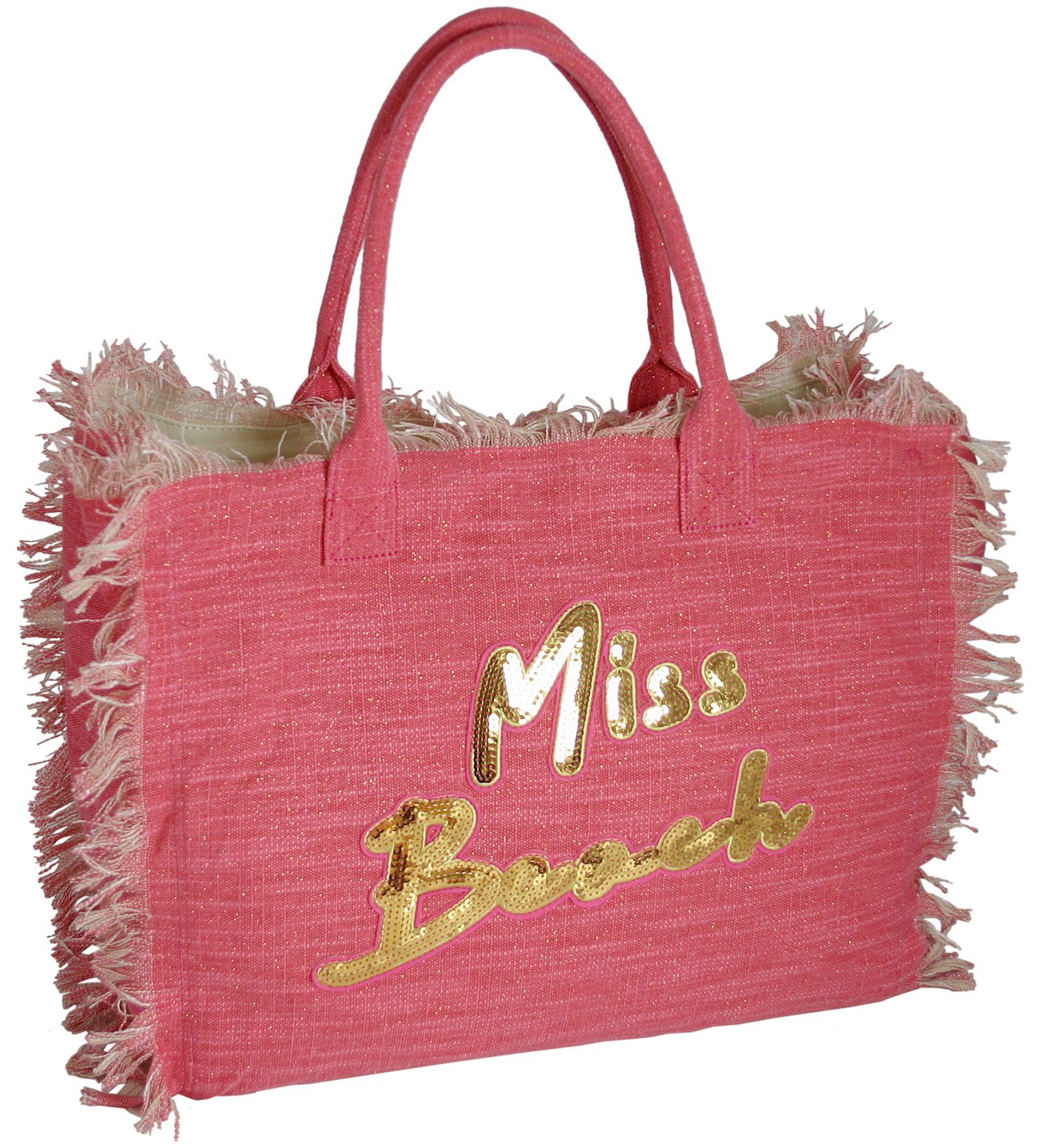 Miss Beach Strandtasche - Badetasche mit Reißverschluss - Shopper aus Canvas - 29 Liter