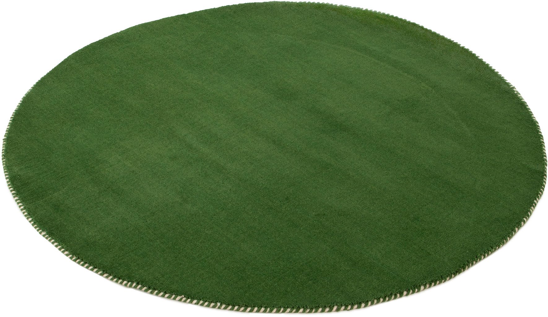carpetfine Wollteppich Gabbeh Lola Uni, rund, Höhe: 14 mm, mit natürlichem Pflanzenmaterial von Hand gewebt, auch als Läufer