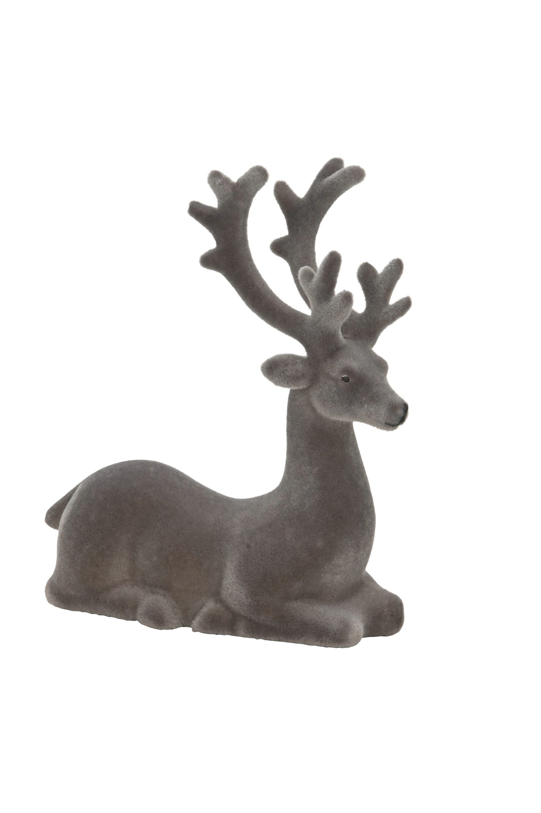 finehomegarden Dekofigur 2x Hirsch Rentier grau/braun liegend 17x8,5cm H20c günstig online kaufen