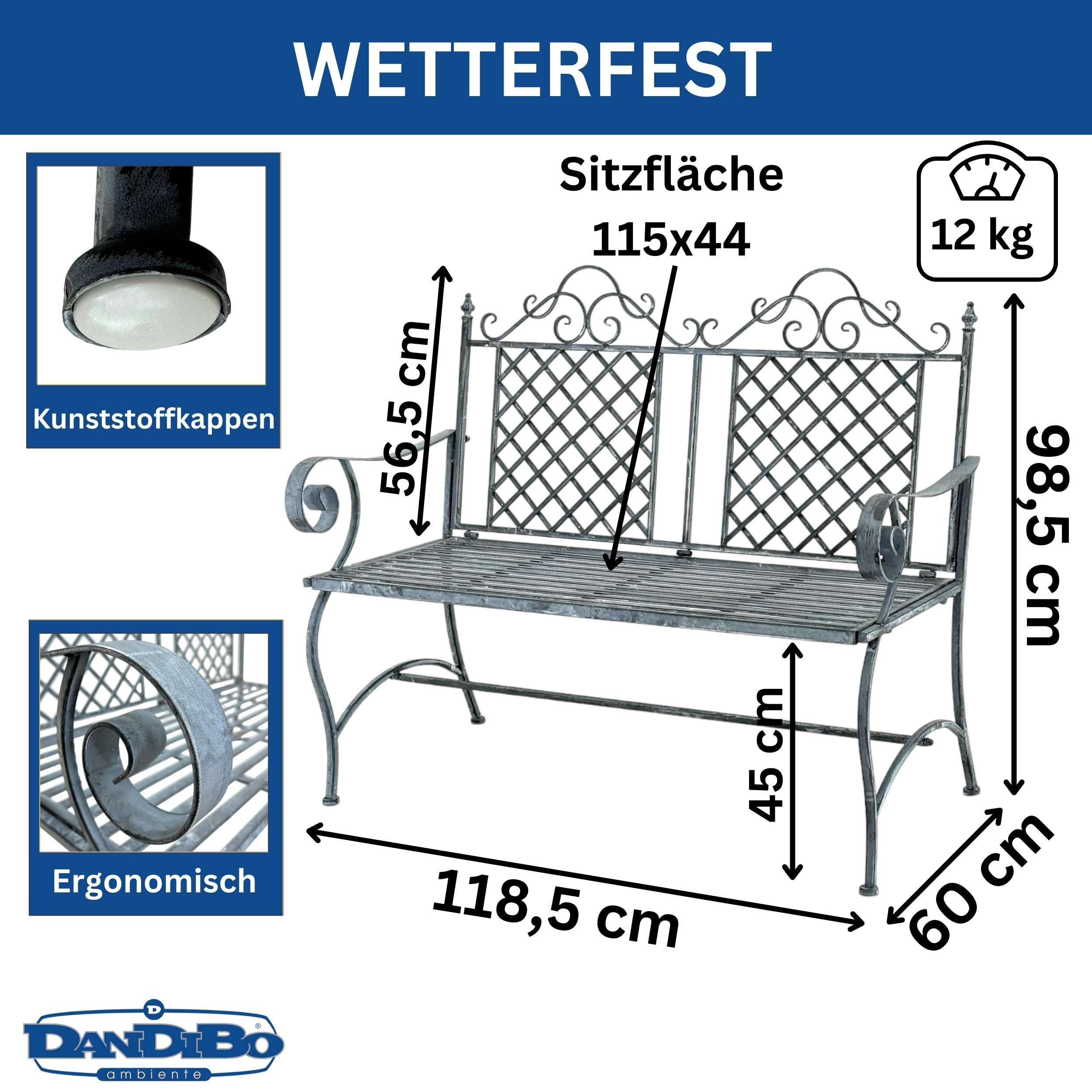 DanDiBo Gartenbank Wetterfest 2 Sitzer Metall günstig online kaufen