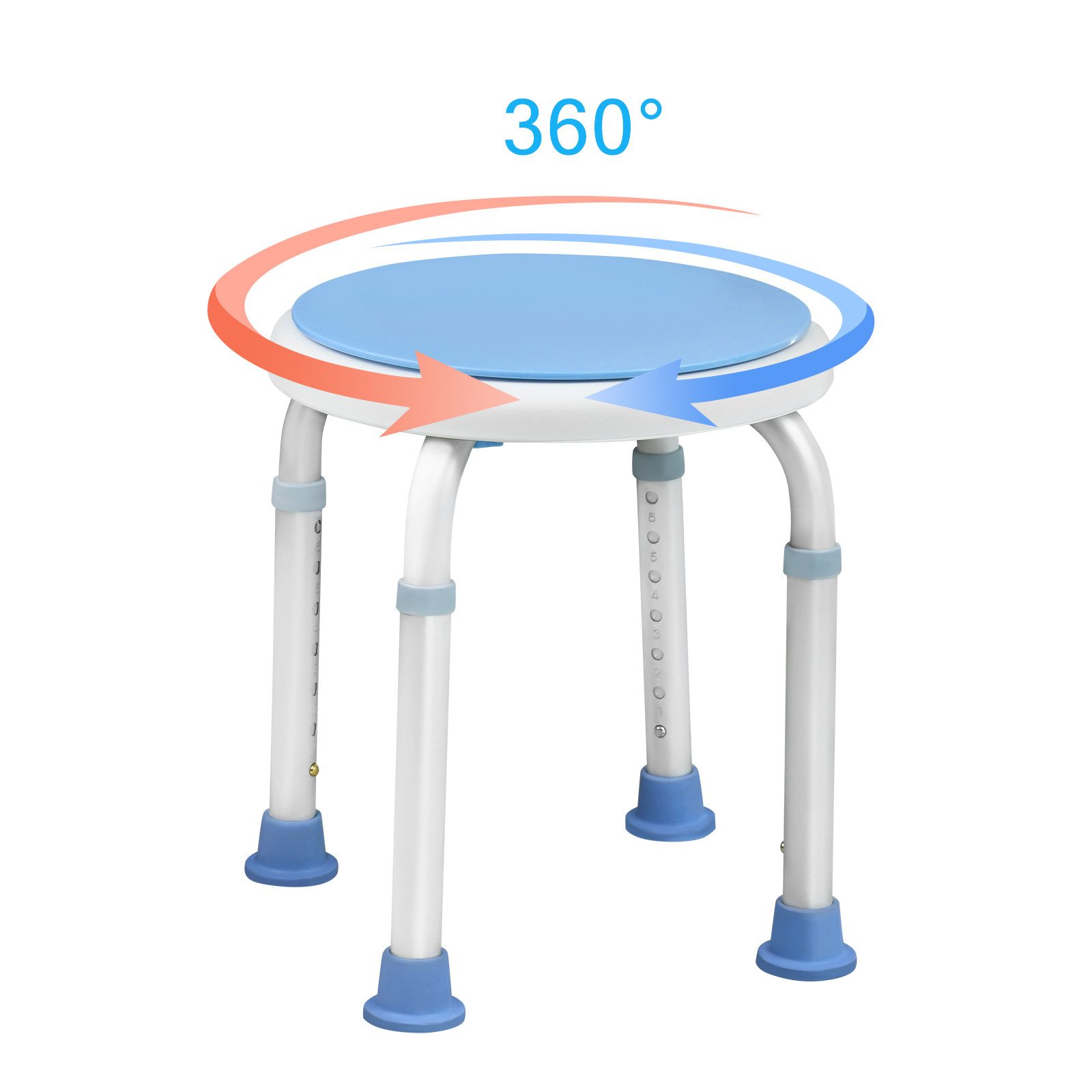 FIVMEN Duschhocker Duschstuhl 36-51cm Höhenverstellbar und 360° Drehbar Badsitz