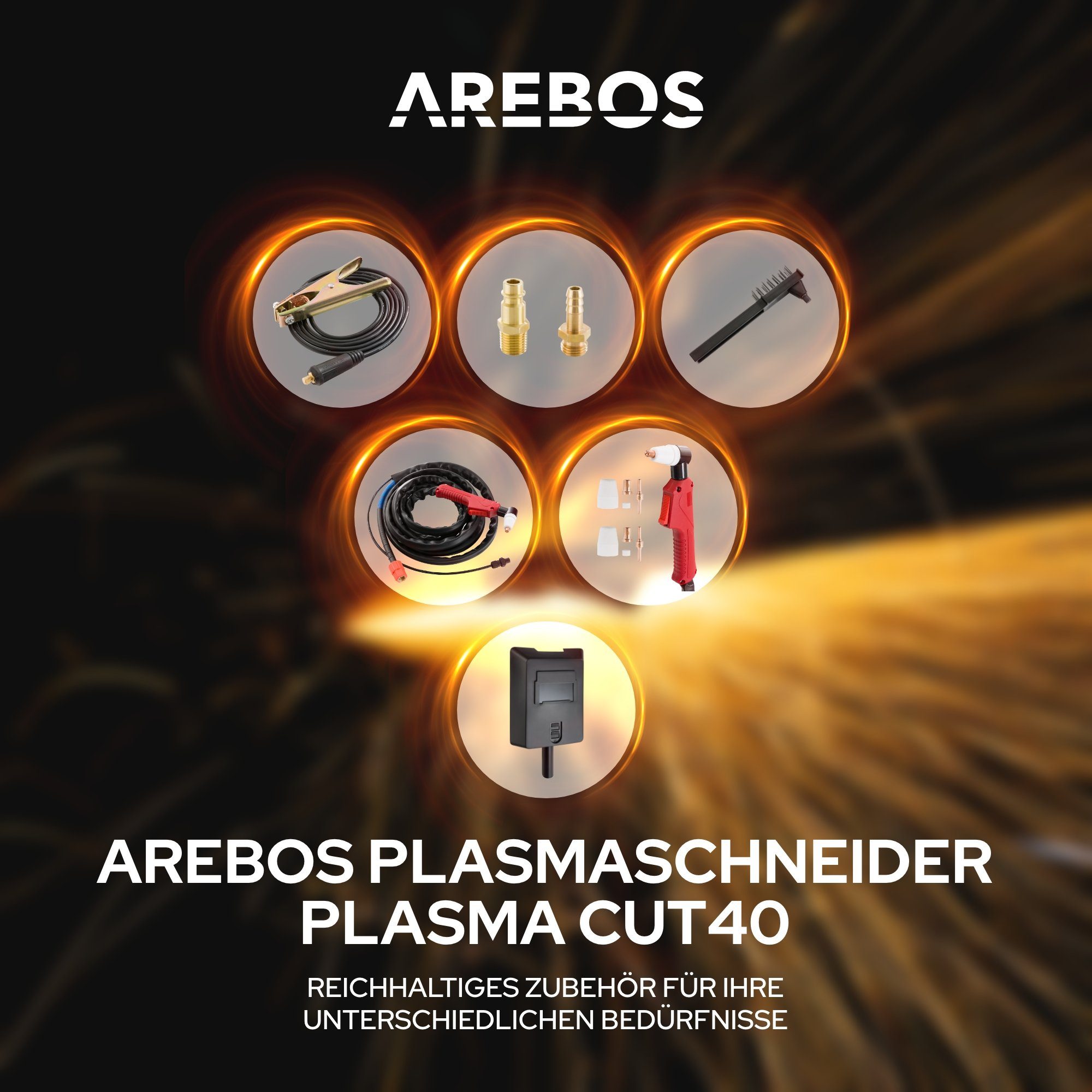 Arebos Plasmaschneidegerät Cut40, Schweißgerät stufenlos mm von – Cutter, regelbar 20 12 40 bis A Schnitttiefe, Plasma IGBT