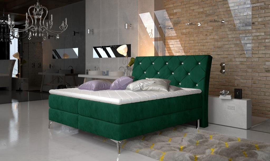 JVmoebel Bett Bett Textil Polster Doppel Design Barock Modern Stil grün