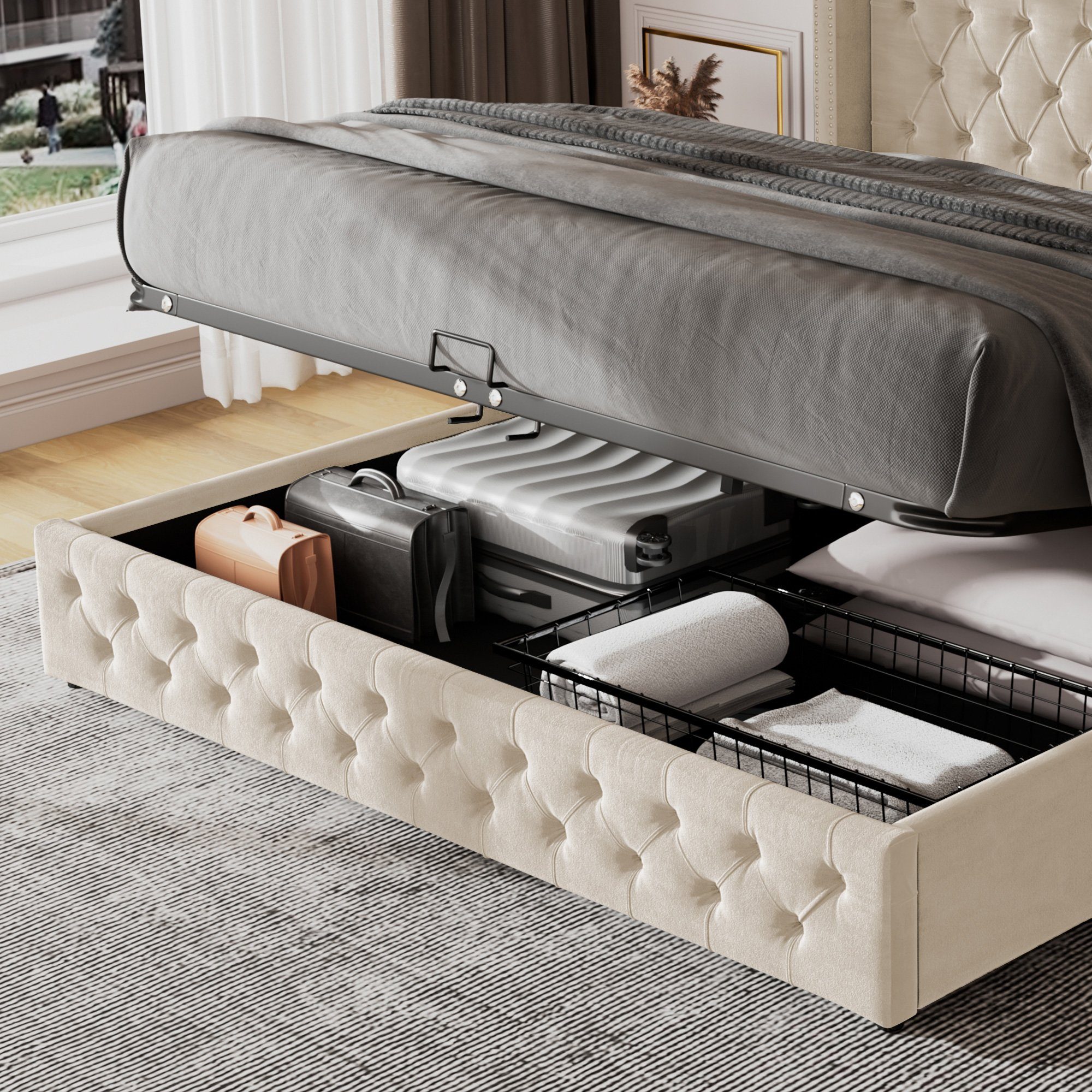 REDOM Polsterbett Doppelbett Bett Stauraumbett Jugendbett günstig online kaufen