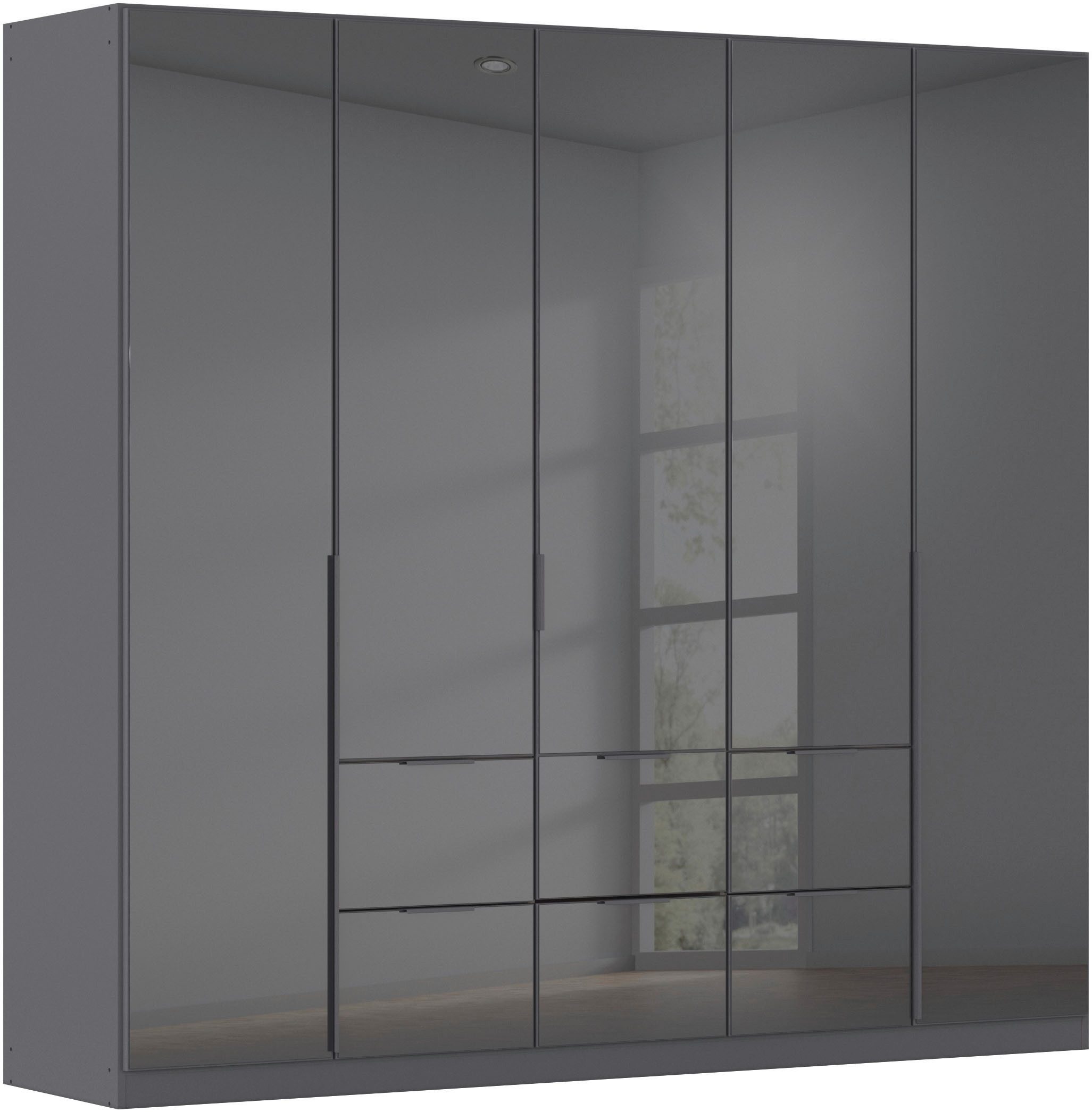 OTTO home Drehtürenschrank Kleiderschrank Kleiderschränke Schrank Garderobe AGORDO mit Glasfront (in zwei Griff-Farben, Breiten 91-360 cm) mit Außenschubkästen, in 7 Breiten und 2 Höhen MADE IN GERMANY