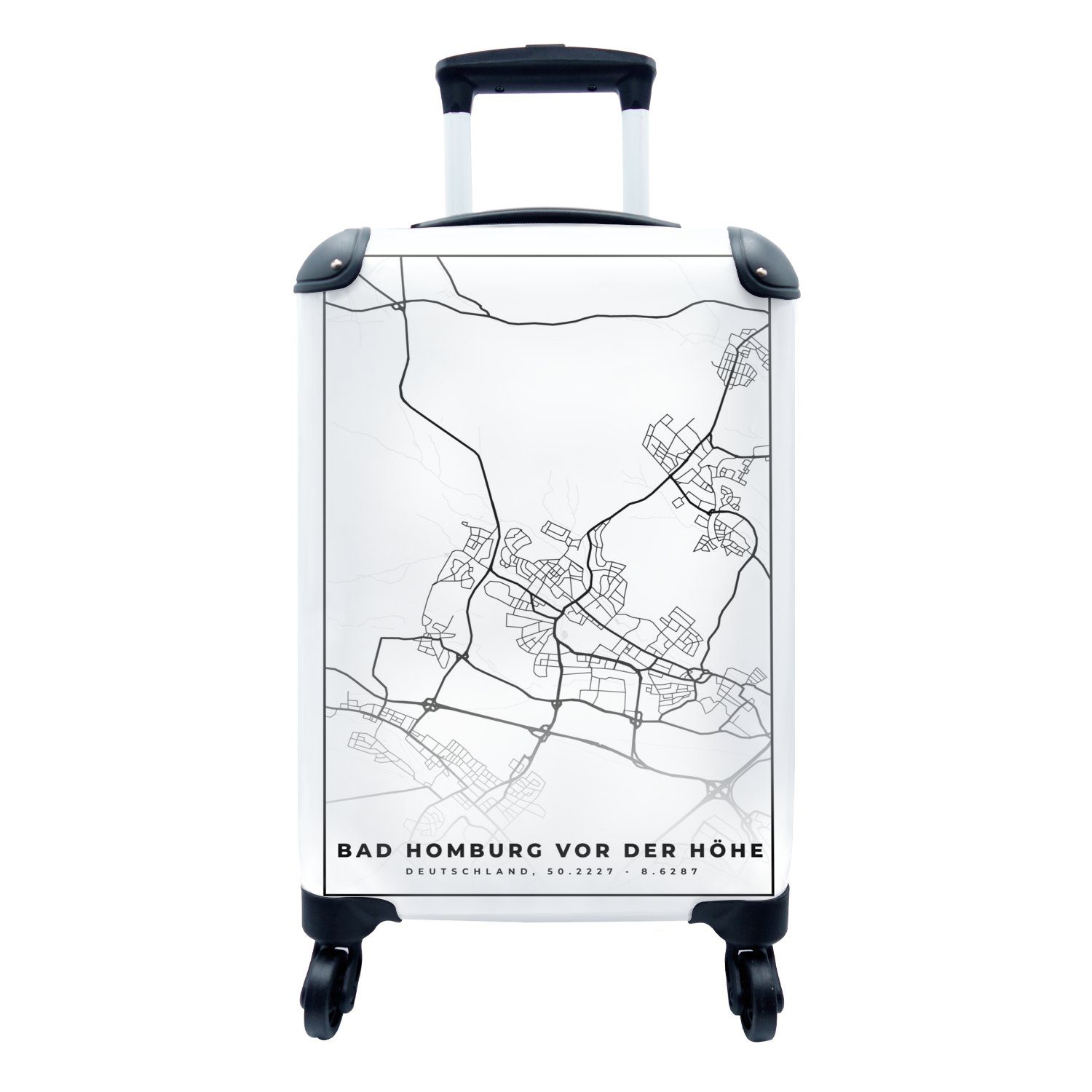 Homburg Stadtplan, - Karte für - der 4 Ferien, mit Rollen, Handgepäck Reisetasche Handgepäckkoffer Reisekoffer Bad rollen, MuchoWow Trolley, von Höhe