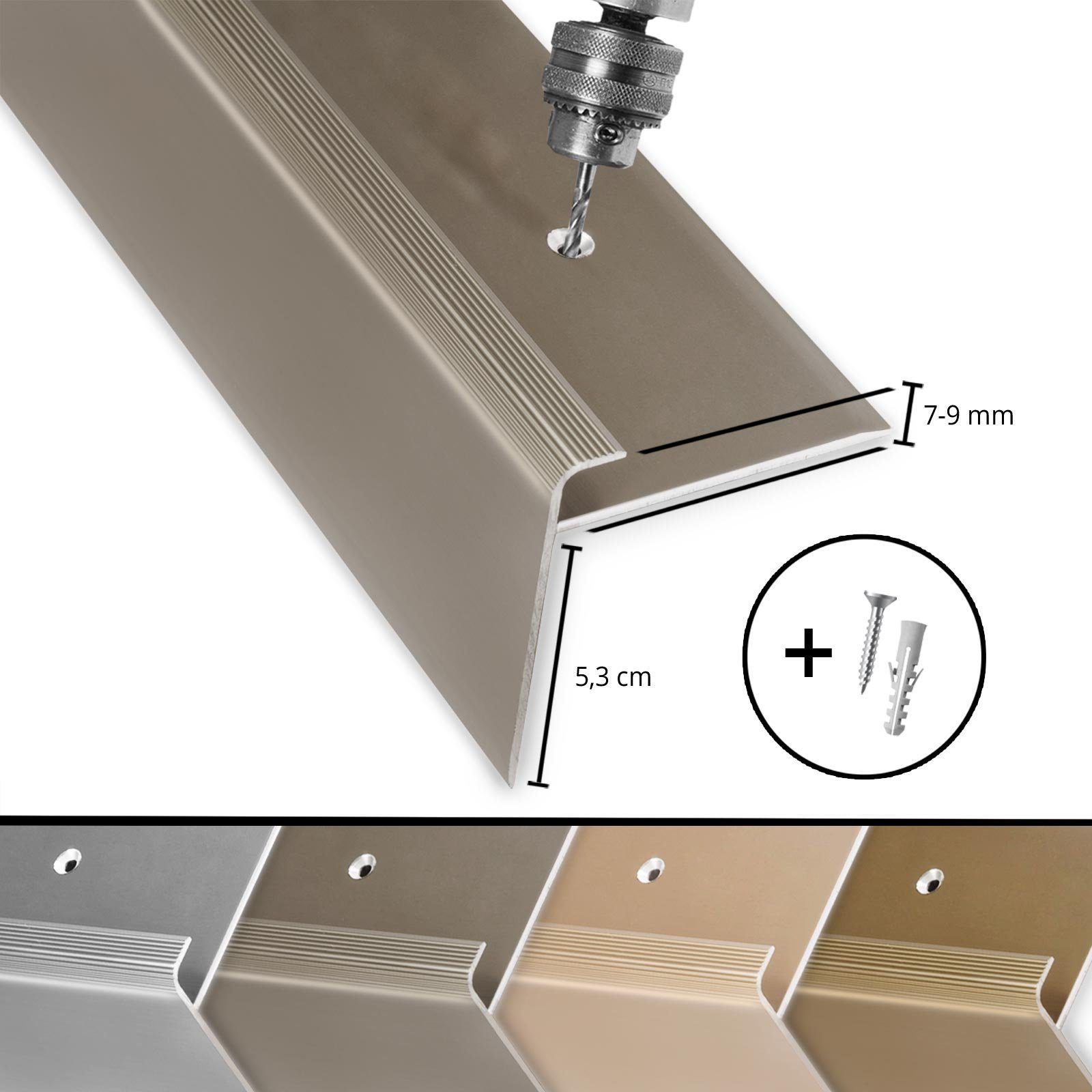 Floordirekt Treppenkantenprofil Safety, verschiedene Farben, F-Form – Bild 5 von 5