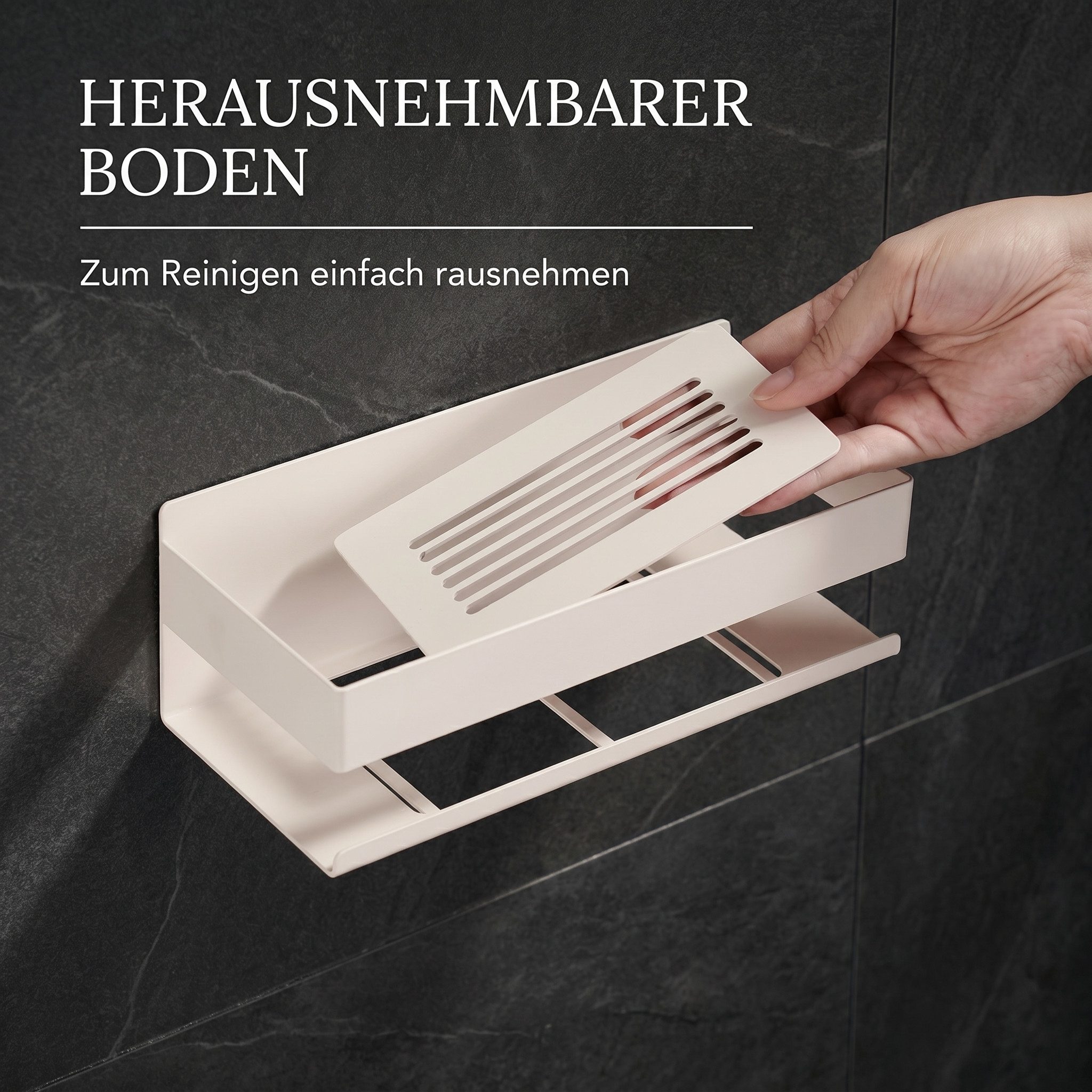 DEKAZIA Duschablage ohne Bohren, Selbstklebender Duschkorb, Duschregal Edelstahl, selbstklebend, 5 Farben erhätlich, inkl. Klebeset & 3 Haken, Badezimmerregal, Bad Regal,Aufbewahrung Bad, Duschzubehör
