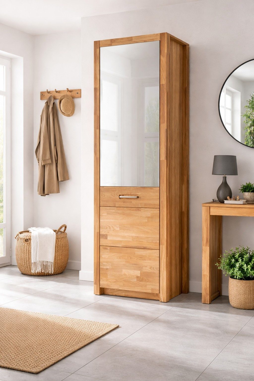 bv-vertrieb Garderobenschrank Garderobenschrank Spiegeltürschrank Flurschrank Wildeiche geölt #4059