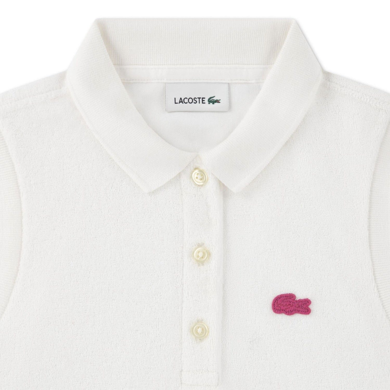 Lacoste Poloshirt Lacoste ärmelloses Frottee-Poloshirt – creme pinkes Krokodil