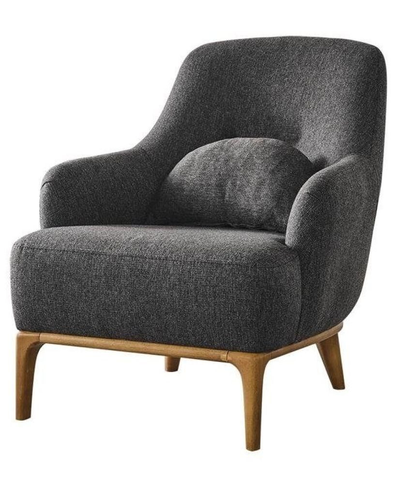 Chesterfield-Sessel Ohrensessel Modern Stoff Wohnzimmer Polyester Grau Design Sitzmöbel