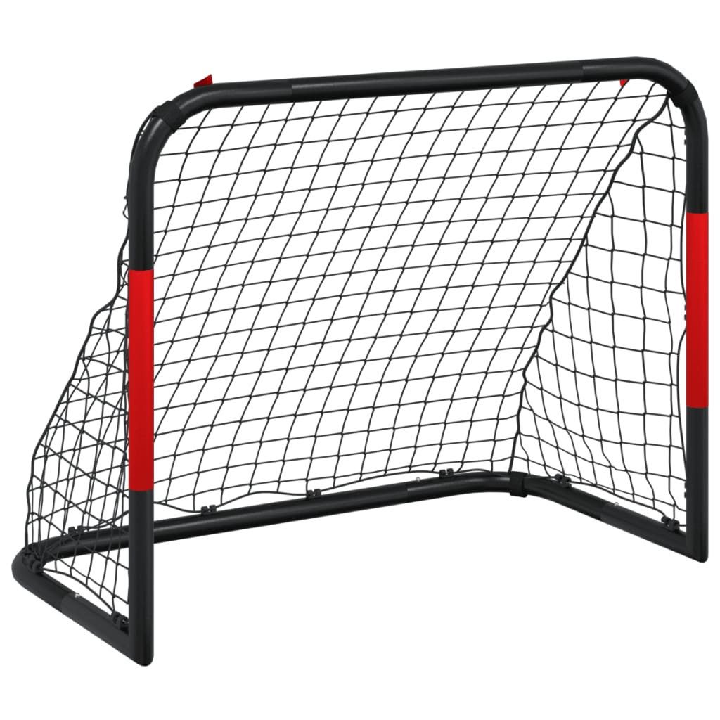 Fußballtor Fußballtor mit Netz Rot und Schwarz 90x48x71 cm Stahl Garten Kinder Fu