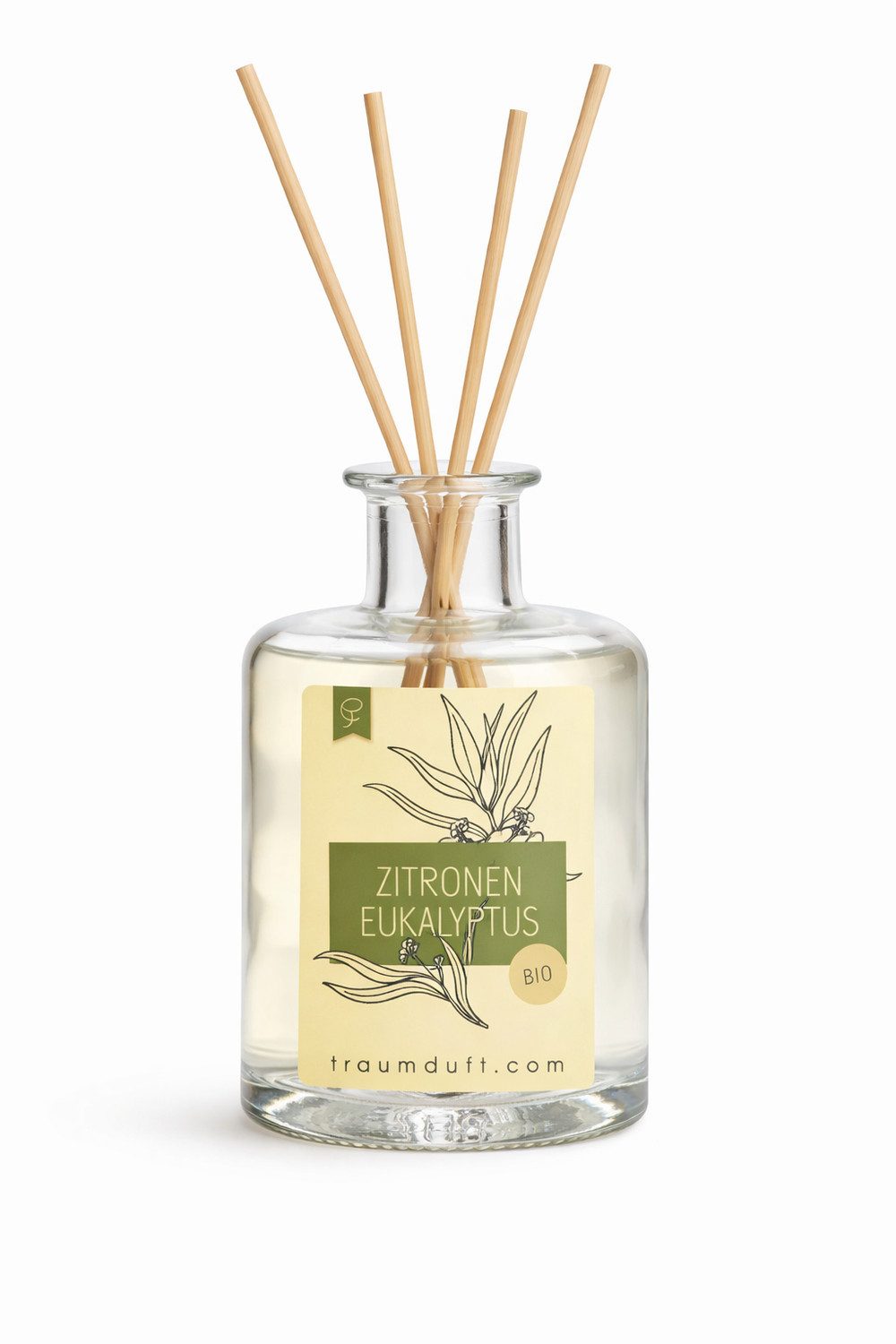 Traumduft-Manufaktur Raumduft Zitroneneukalyptus 180 ml (1-St), Raumduftflakon Mikado mit Stäbchen 180 ml