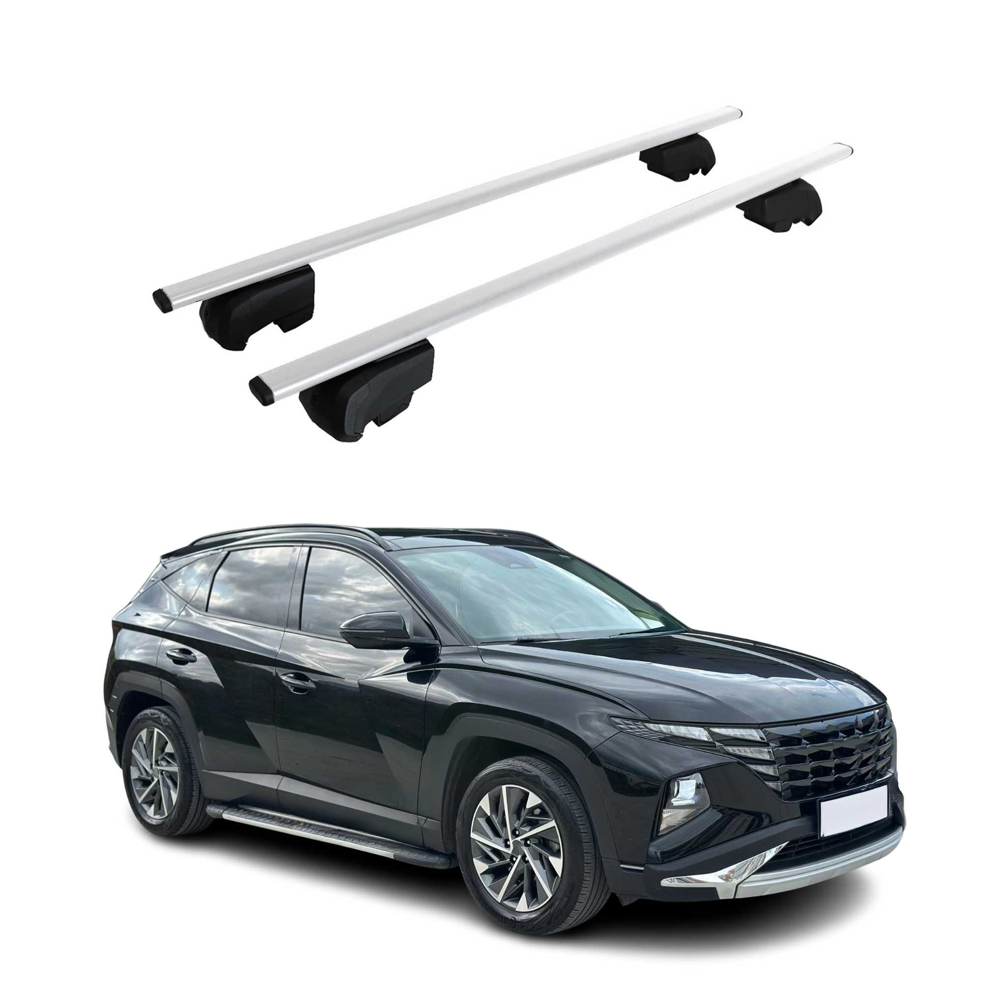 OMAC Dachträger Gepäckträger für Hyundai Tucson 2021-2025 Grundträger ABE Silber (2-St), Wasserbeständig,Abnehmbar,Multifunktional,Leichtgewichtig