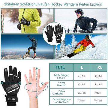 SGODDE Skihandschuhe Winter Fahhrad Handschuhe Touchscreen Winddicht Wasserdicht XL