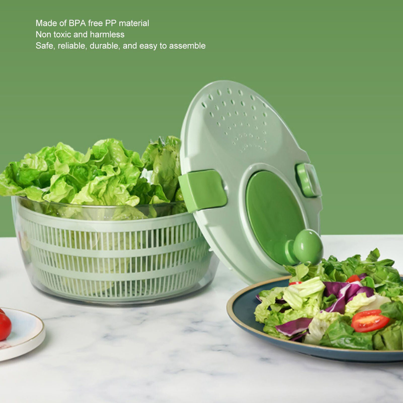 FUROKOY Salatschleuder Material, 4L Korb Salatabtropfschale, PP Gemüseabtropfschale Salatabtropfschale,Grün Obstabtropfschale aus Gemüsewaschmaschine
