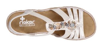 Rieker Sandale, Sommerschuh, Sandalette, Keilabsatz, im Metallic-Look