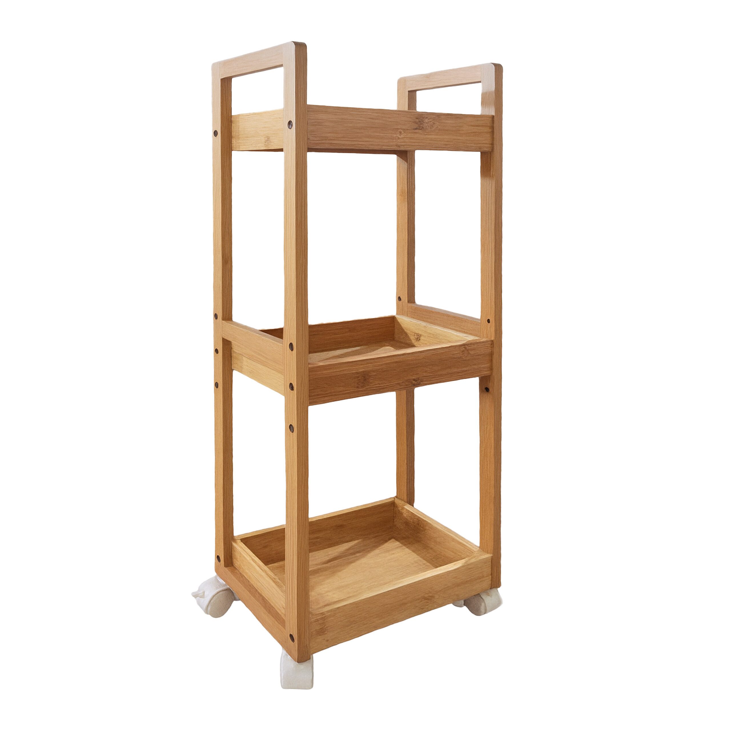 relaxdays Rollwagen Bambus 3 Fäch, natur