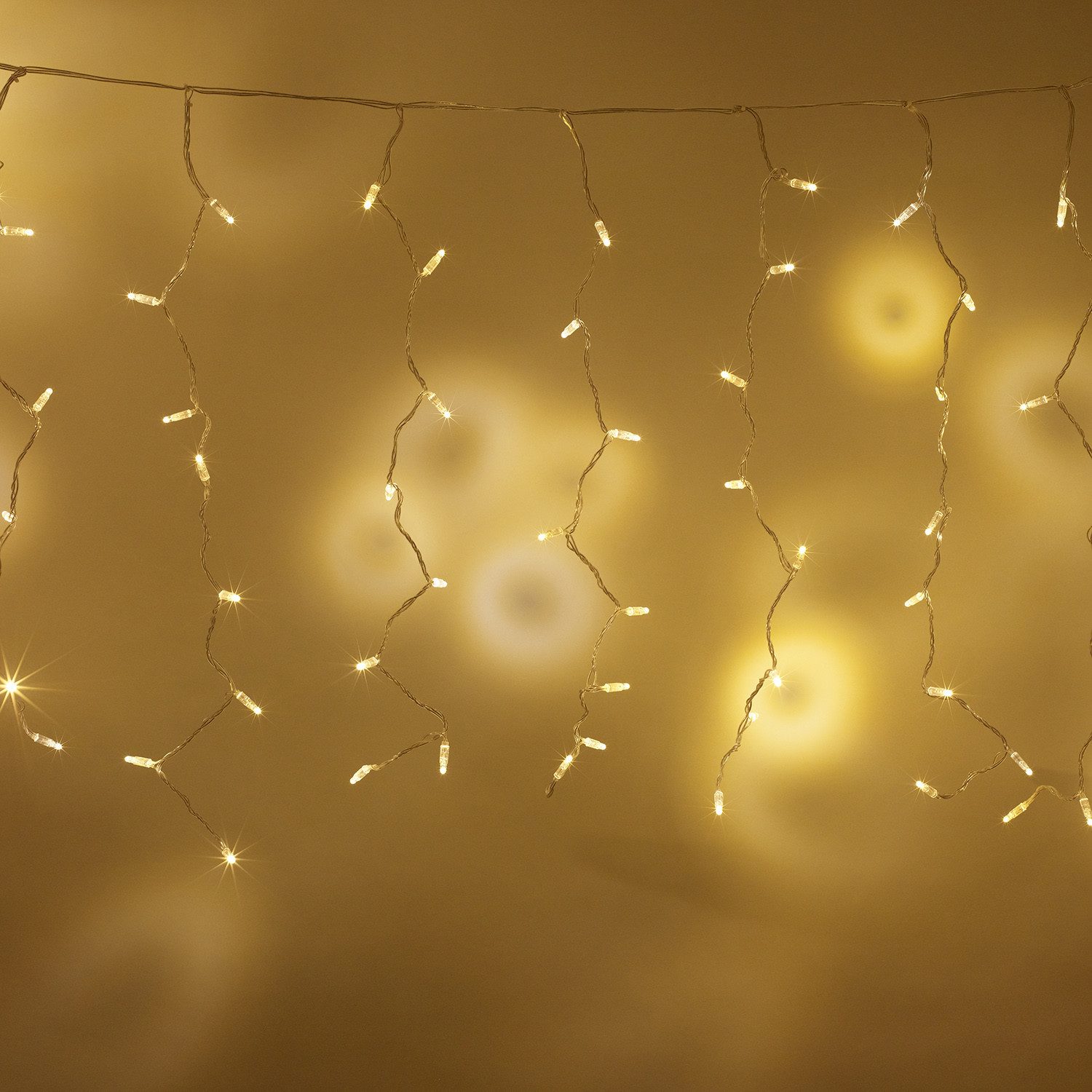 Lights4fun LED-Lichtervorhang Core Connect 2m x 1m 96er LED Lichtervorhang warmweiß koppelbar transp