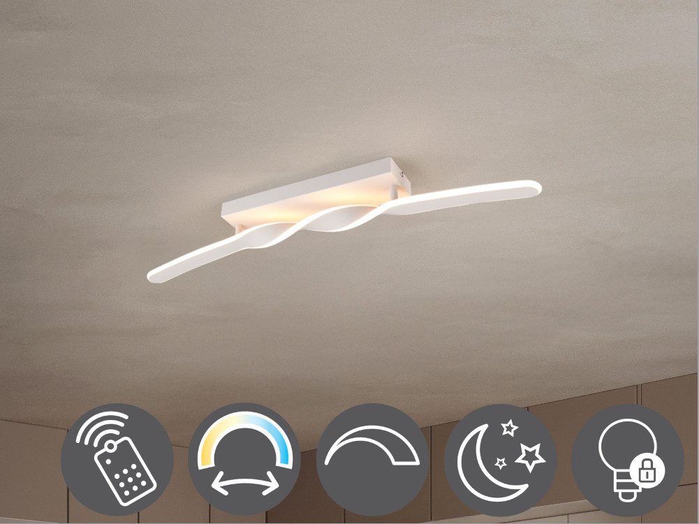 OTTO home LED Deckenleuchte ADELLA, LED Deckenlampe 20W 2500 Lumen CCT 2700-6500K Lichtfarbe, CCT - über Fernbedienung, Dimmfunktion, Memoryfunktion, Nachtlichtfunktion, mehrere Helligkeitsstufen, LED fest integriert, warmweiß - kaltweiß, Fernbedienung, d