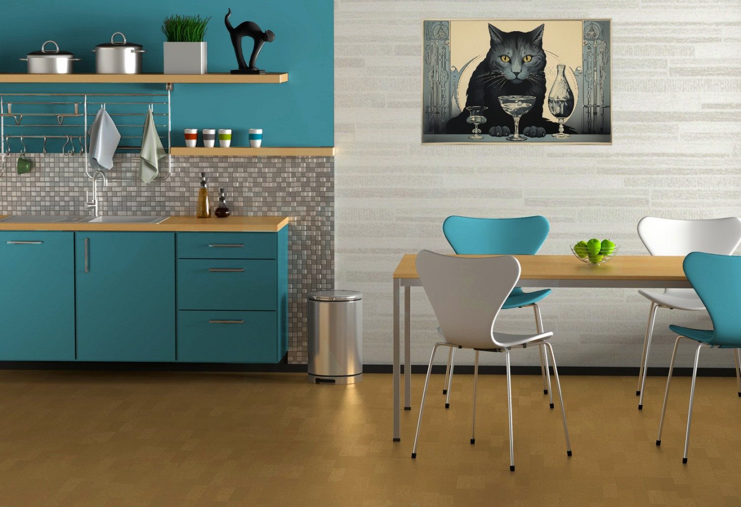 Wallario Poster, Katzenportrait in Art Deco, in verschiedenen Ausführungen
