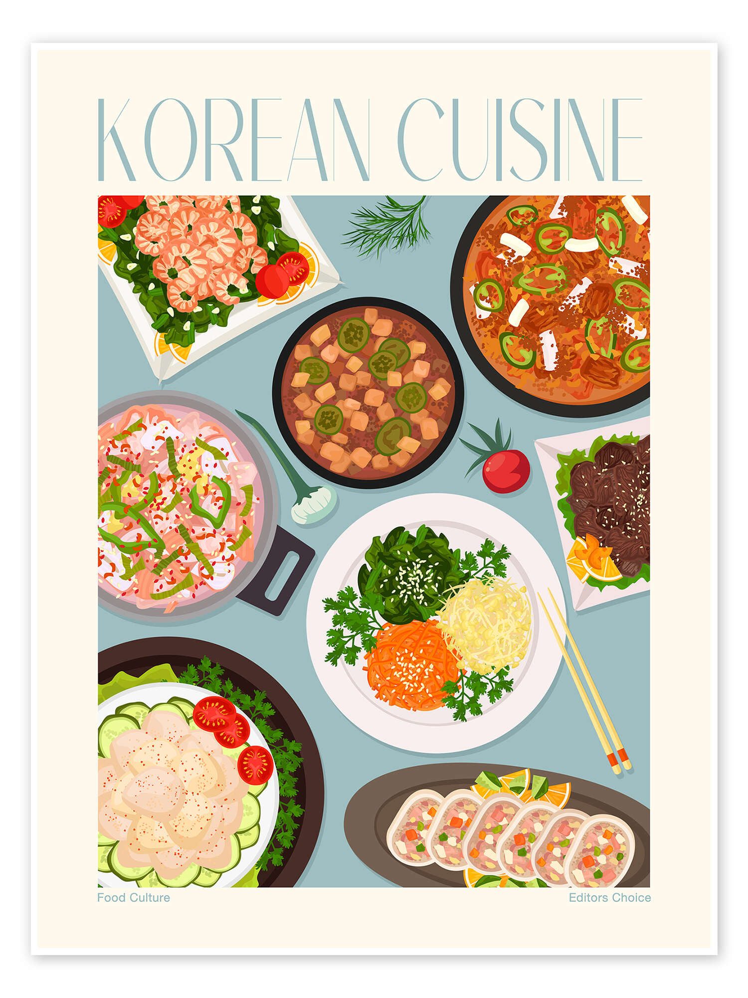 Posterlounge Wandbild Traditional Food - Korean Cuisine, Editors Choice, erhältlich als Poster, Leinwandbild, Wandsticker oder Acrylglasbild
