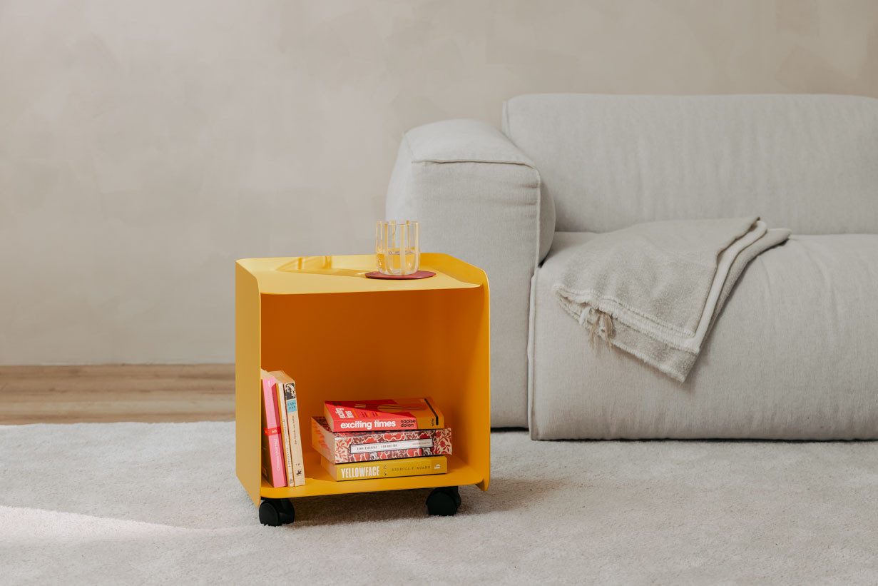 Metallbude Rollcontainer JUNO, variabel nutzbar als Beistelltisch, Nachttisch oder Organizer