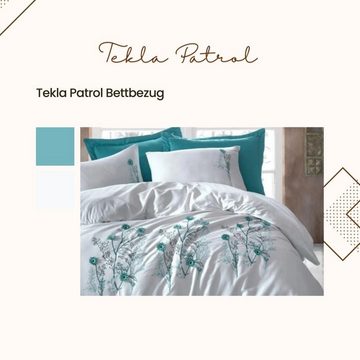 Bettwäsche TEKLA PETROL Bettbezug-Set 6-teilig, 2 Person 100 % Baumwollsatin, Cotton Box