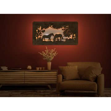 WohndesignPlus LED-Bild LED-Wandbild “Pferde” 120cm x 60cm mit Akku/Batterie, Tiere, DIMMBAR! Viele Größen und verschiedene Dekore sind möglich.