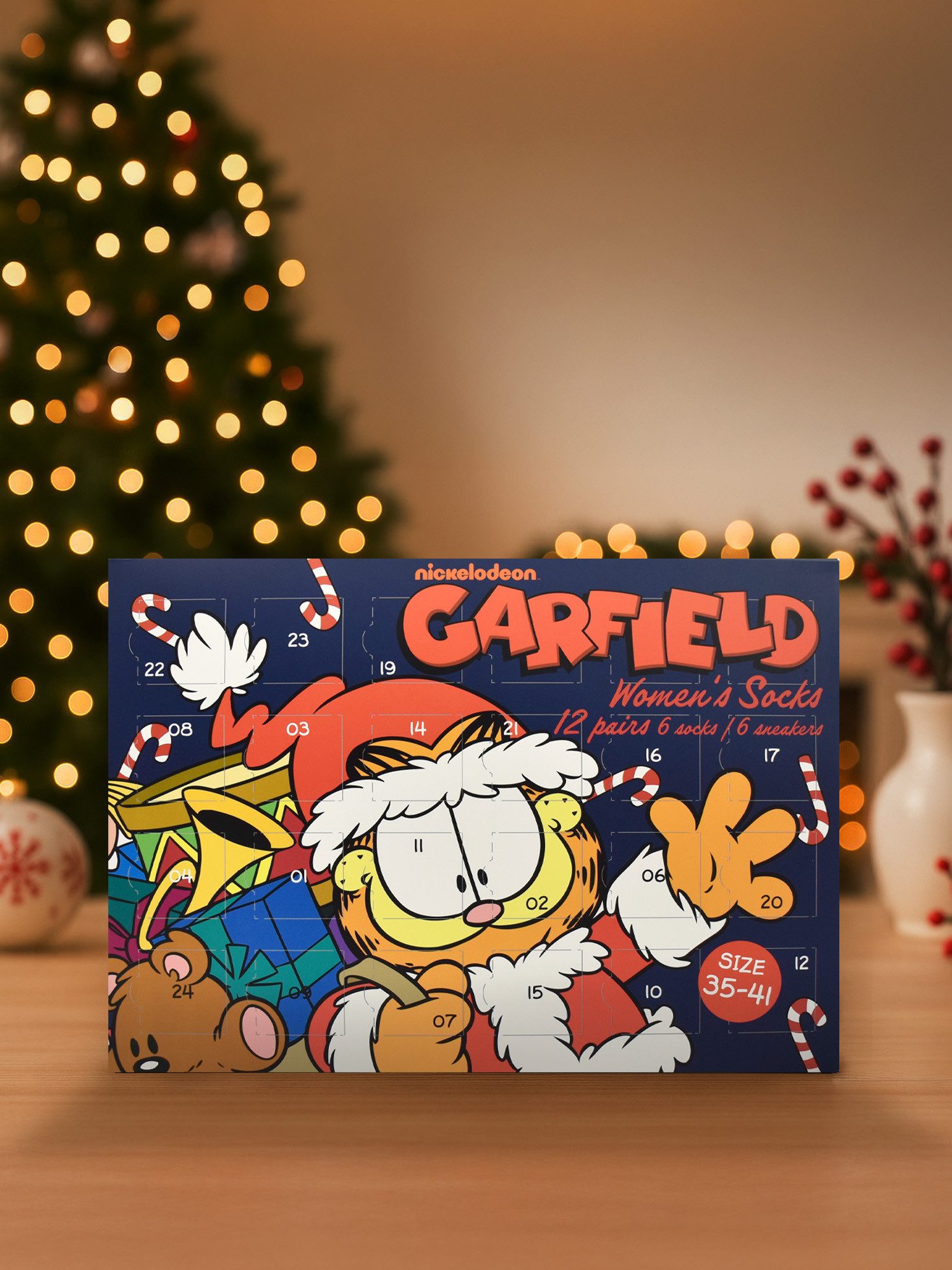 United Labels® Adventskalender Garfield Socken Adventskalender mit 12 Paar kurz und lang