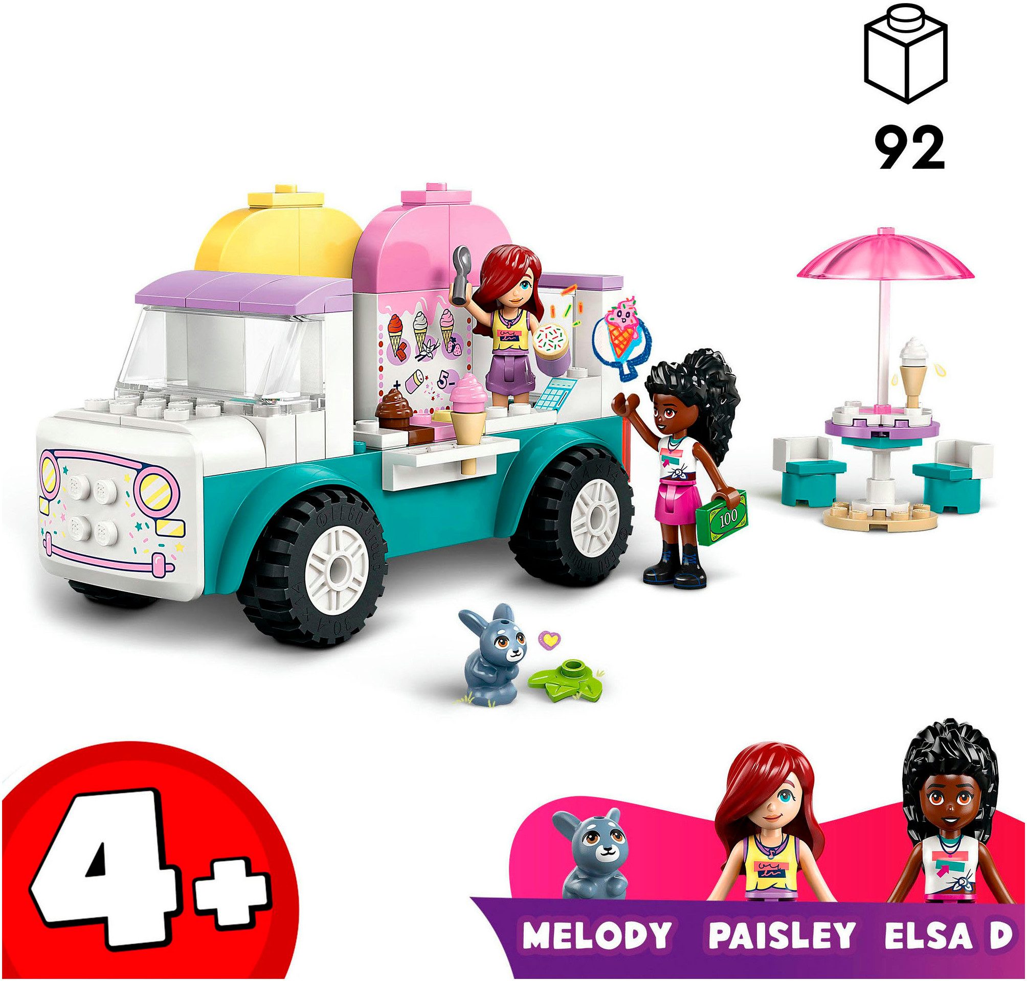 LEGO® Heartlake City Eiswagen (42644), LEGO Friends Konstruktionsspielsteine, (92 St), Made in Europe
