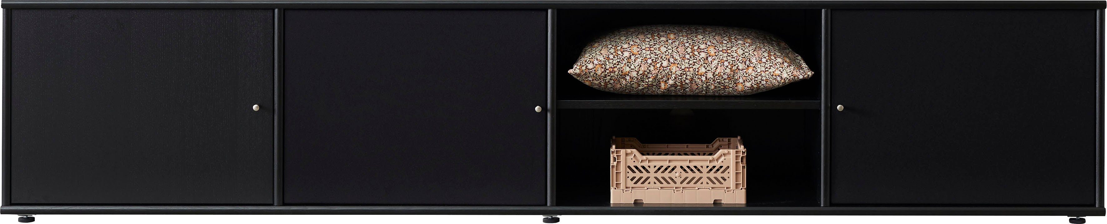 cm Fernsehschrank, B: TV-Board Akustikstoff, Lowboard, Mistral Furniture Hammel Medienmöbel, 214,9 mit Tür mit Hängend, Holzstruktur/Türen