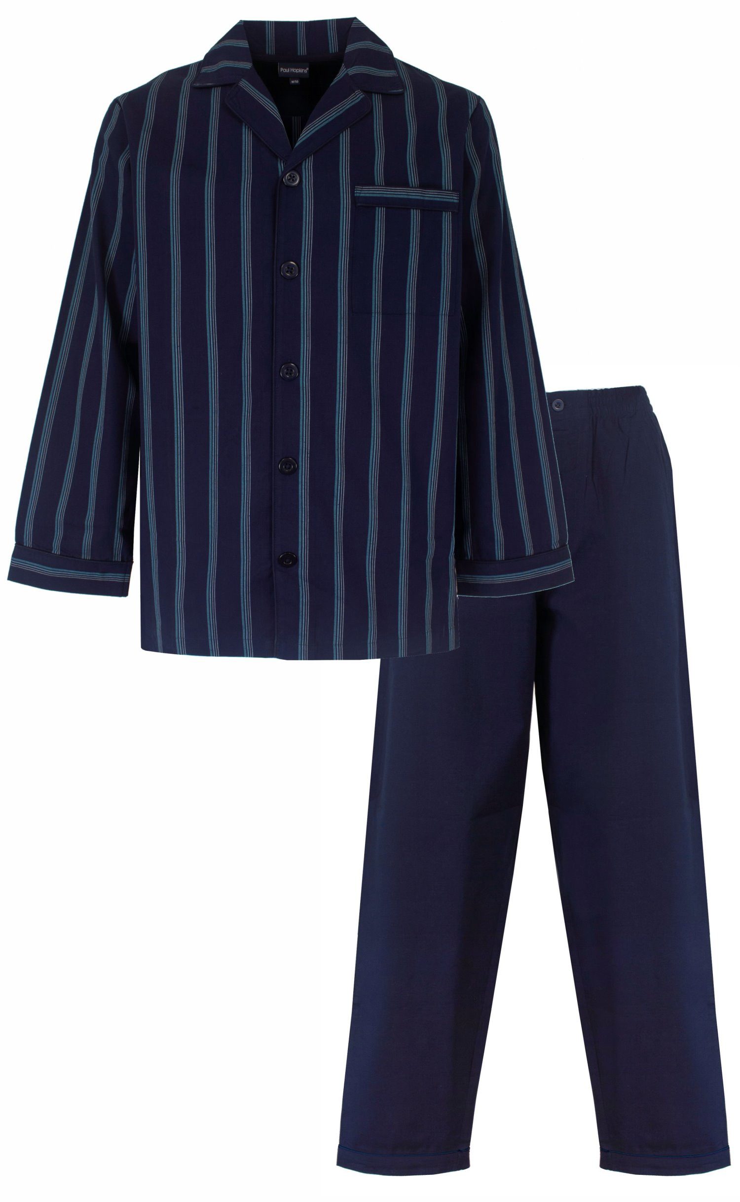 Paul Hopkins Schlafanzug Herren Pyjama lang geknöpft (2 tlg) Baumwolle günstig online kaufen