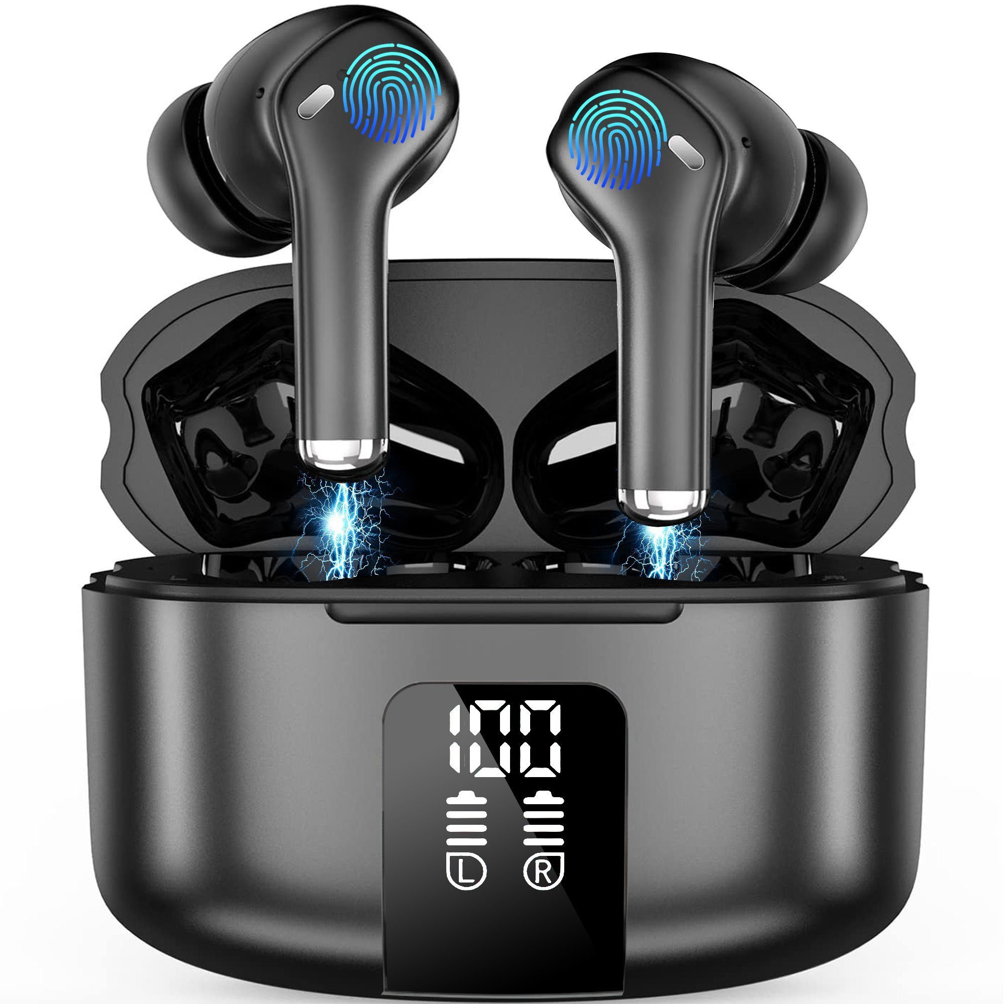 IBETTER Bluetooth Kopfhörer Sportkopfhörer, LED Ladestandsanzeige In-Ear-Kopfhörer (Echte drahtlose Bluetooth Kopfhörer im Ladekoffer mit aktiver, Bluetooth In-Ear Kopfhörer, LED-Anzeige, Comfort Fit, Bluetooth, IPX5 wasserdichte Kopfhörer, Bluetooth Kopfhörer für Sport, Bluetooth)