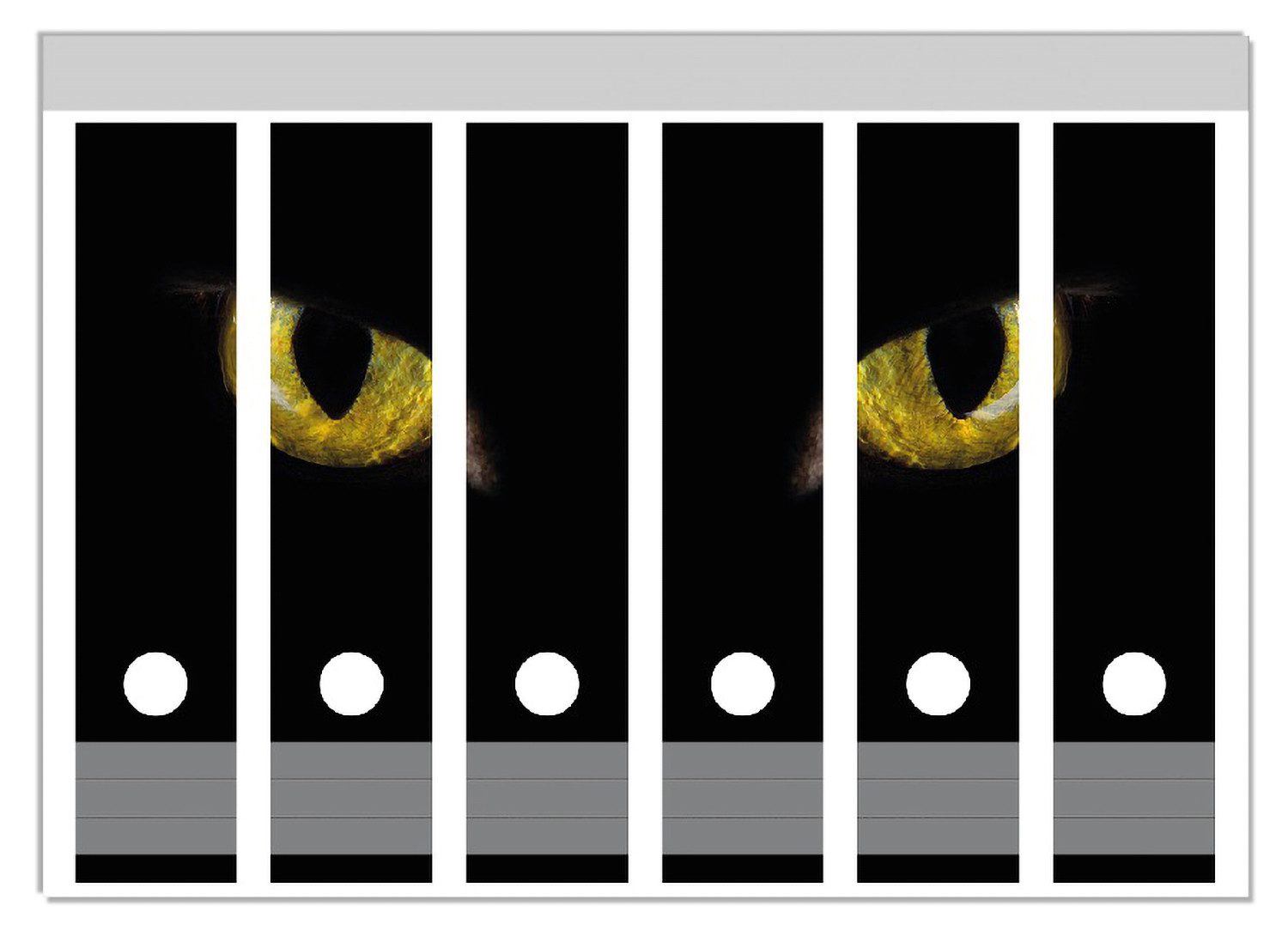 Wallario Etiketten Gelbe Katzenaugen bei Nacht, Ordnerrücken-Sticker in verschiedenen Ausführungen