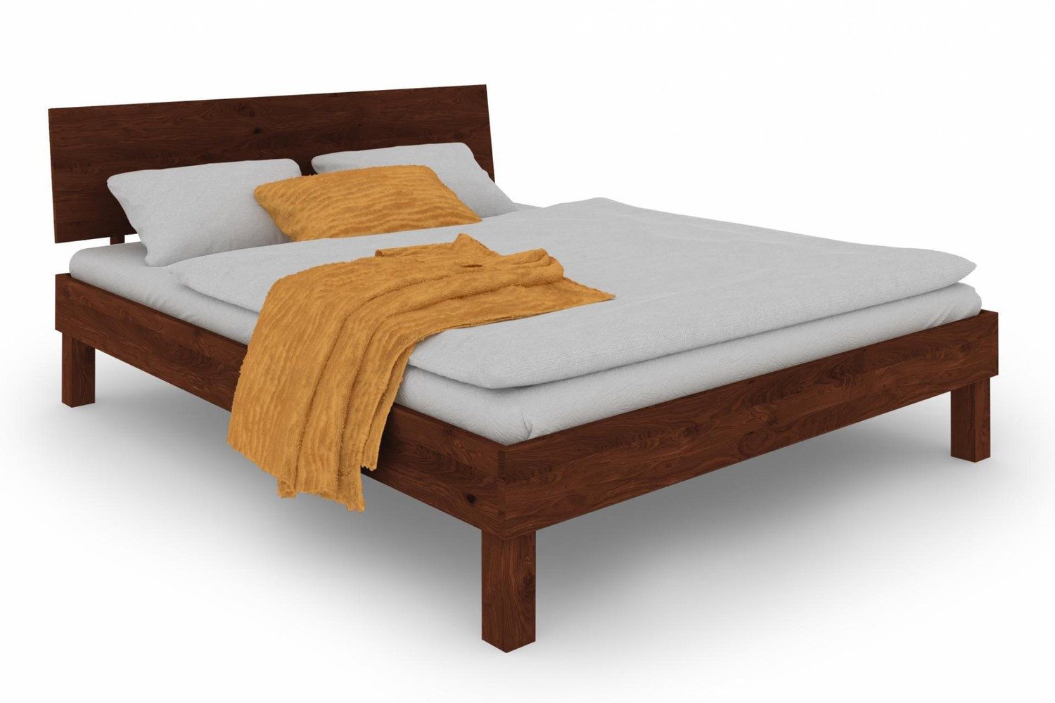 Natur24 Einzelbett Zigo Bett 233 x 165 x 84 cm Wildeiche Choco