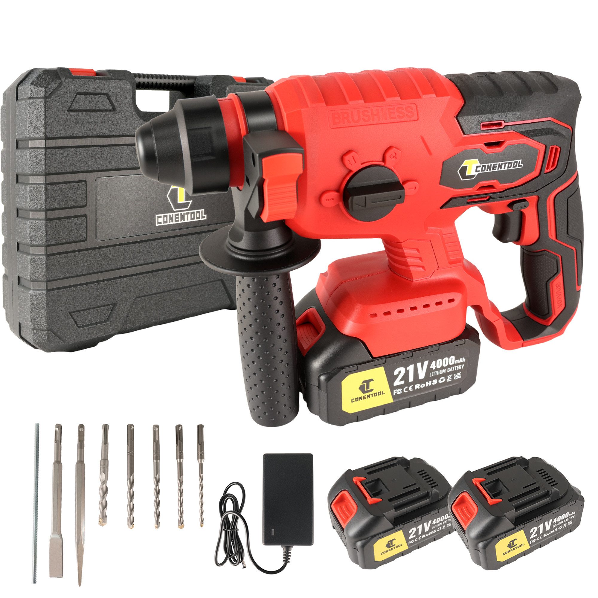 CONENTOOL Akku-Bohrhammer Bürstenloser SDS-Plus Schlagbohrhammer, (Set, 9-t günstig online kaufen