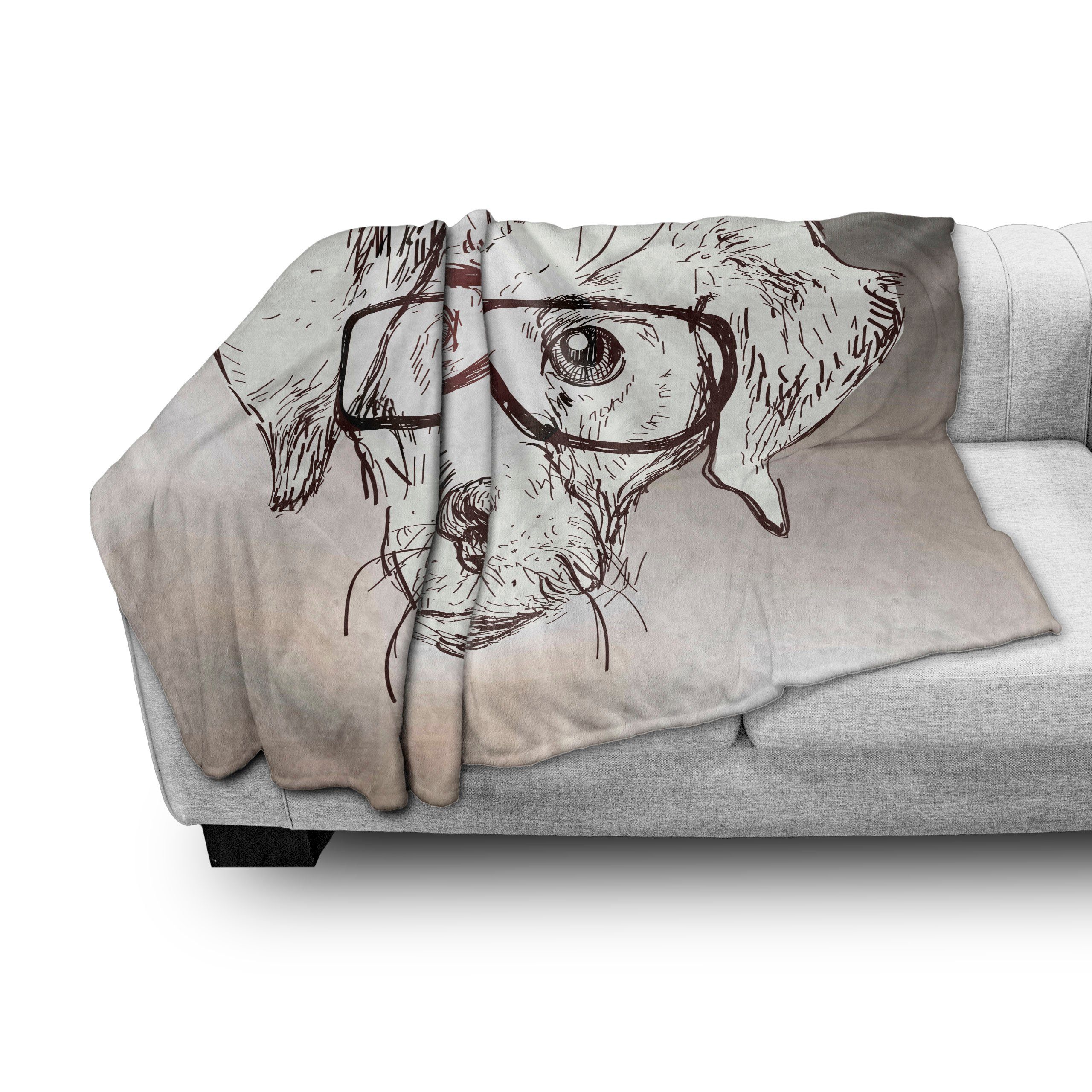 Wohndecke Gemütlicher Plüsch Hund Innen- und Abakuhaus, Brille Hipster-Welpen Außenbereich, den für
