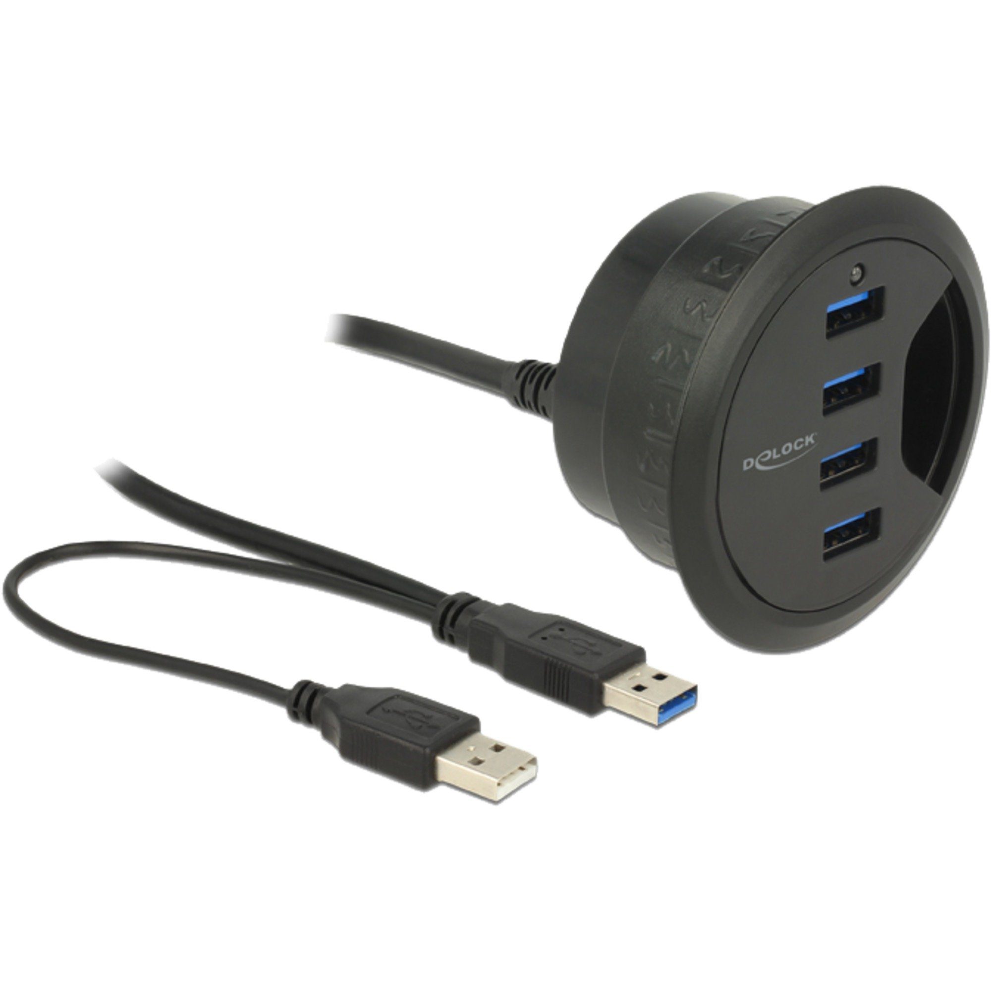 DeLOCK Tisch-Hub 4x USB 3.0 60mm, USB-Hub USB-Kabel