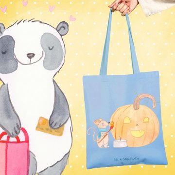 Mr. & Mrs. Panda Tragetasche Kürbis Maus - Sky Blue - Geschenk, Geschenke, Dekoration, Süßes sonst (1-tlg), Lange Tragegriffe