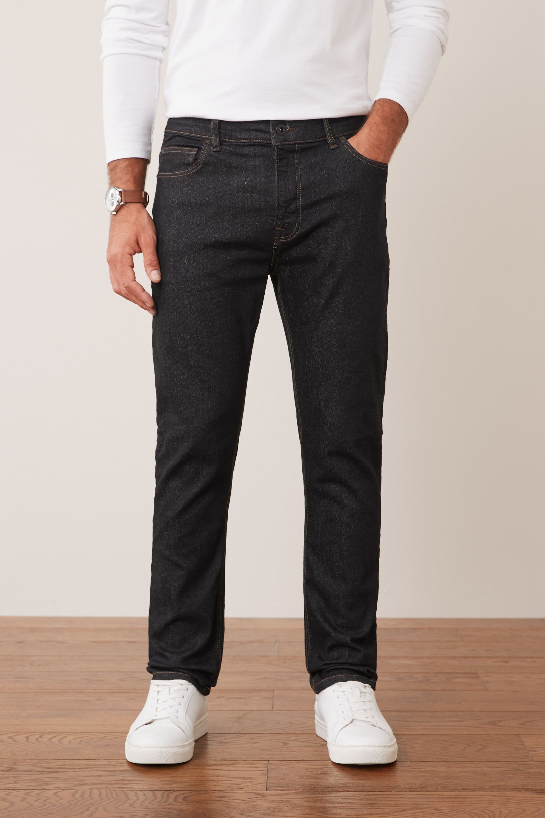 Next Slim-fit-Jeans Black Jeans mit Essential (1-tlg) Stretch Fit Rinse Slim
