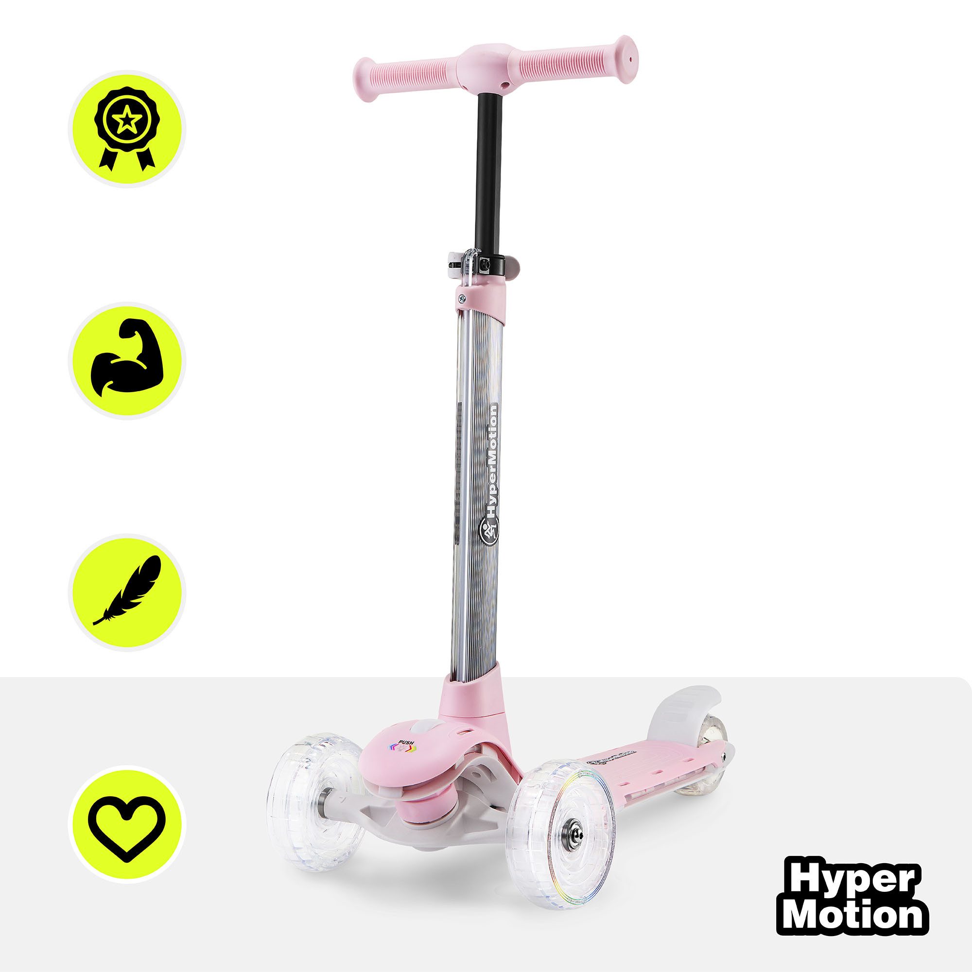 HyperMotion Dreiradscooter Kinder LED-RGB Scooter BECKY – 3-Rad Balance Scooter, höhenverstellbar, 0 km/h – Bild 2 von 5