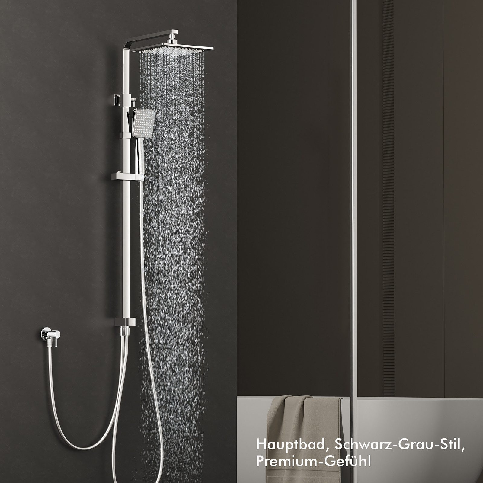 HOMELODY Duschsystem Chrom Regendusche Duschset ohne Armatur Ohne zusätzlic günstig online kaufen