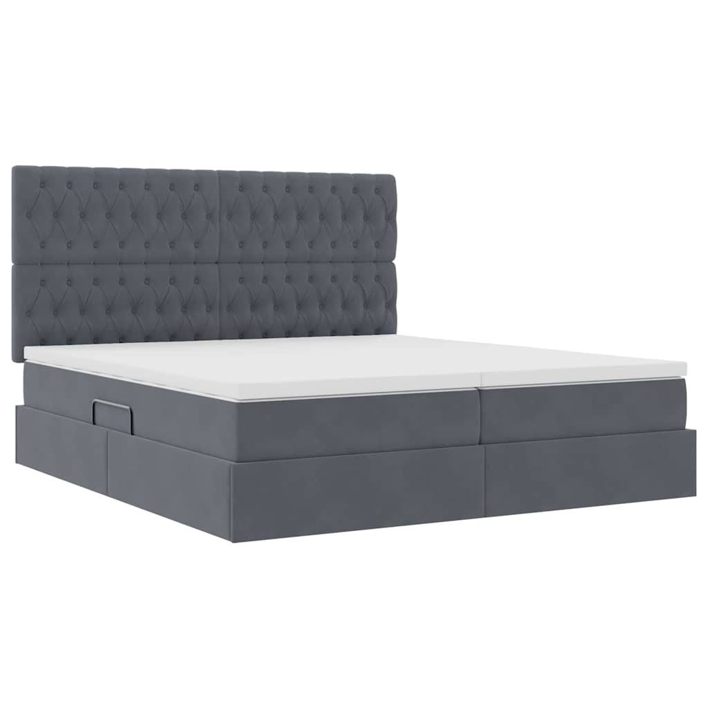 vidaXL Bed Storage Bed with Mattress Dark Grey 180 x 200 cm Velvet (1-piece)