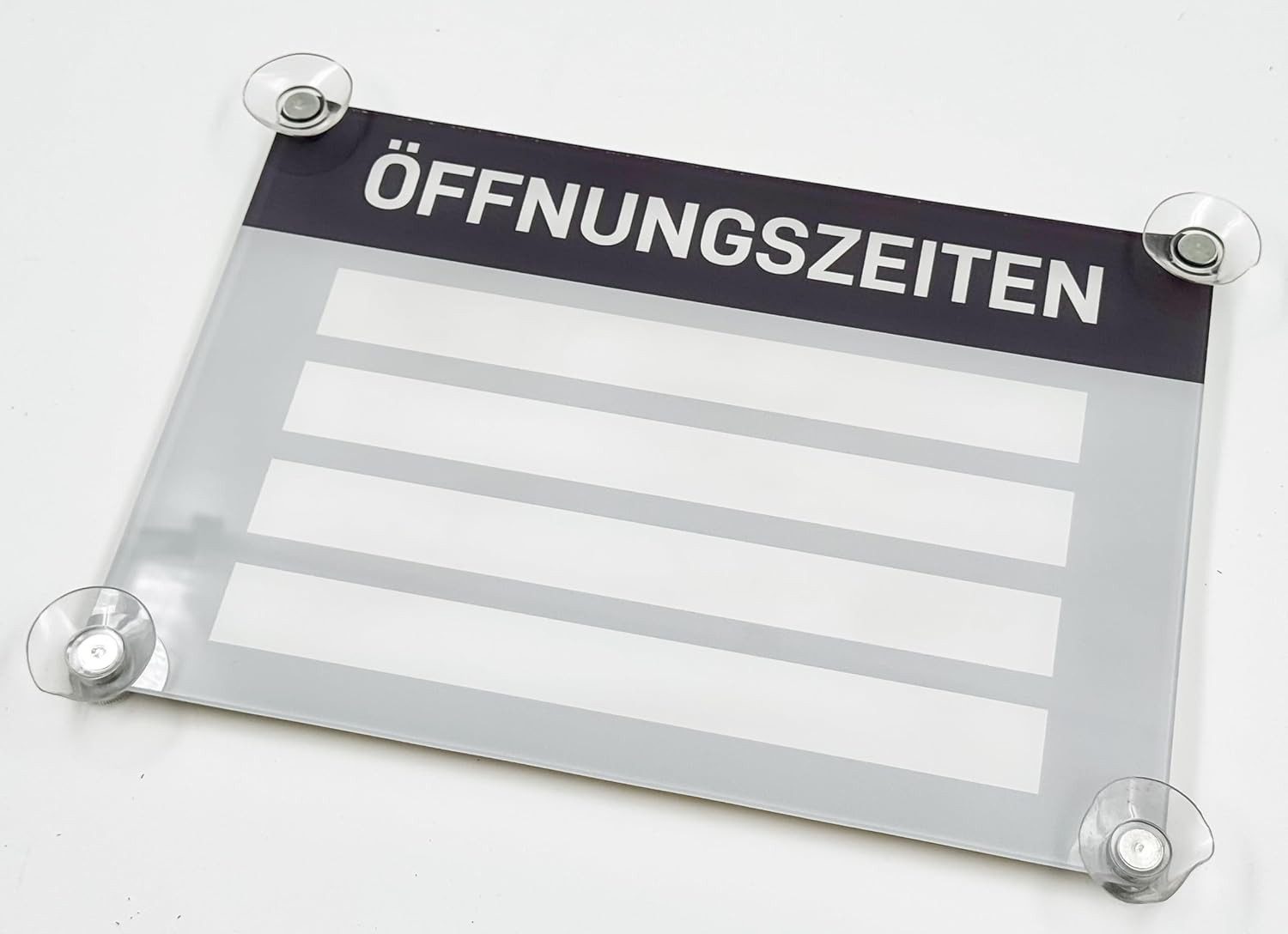 codiarts.® Hinweisschild codiarts. Öffnungszeiten-Schild mit Saugnäpfen (19x27cm), zum Beschriften, mit Saugnäpfen