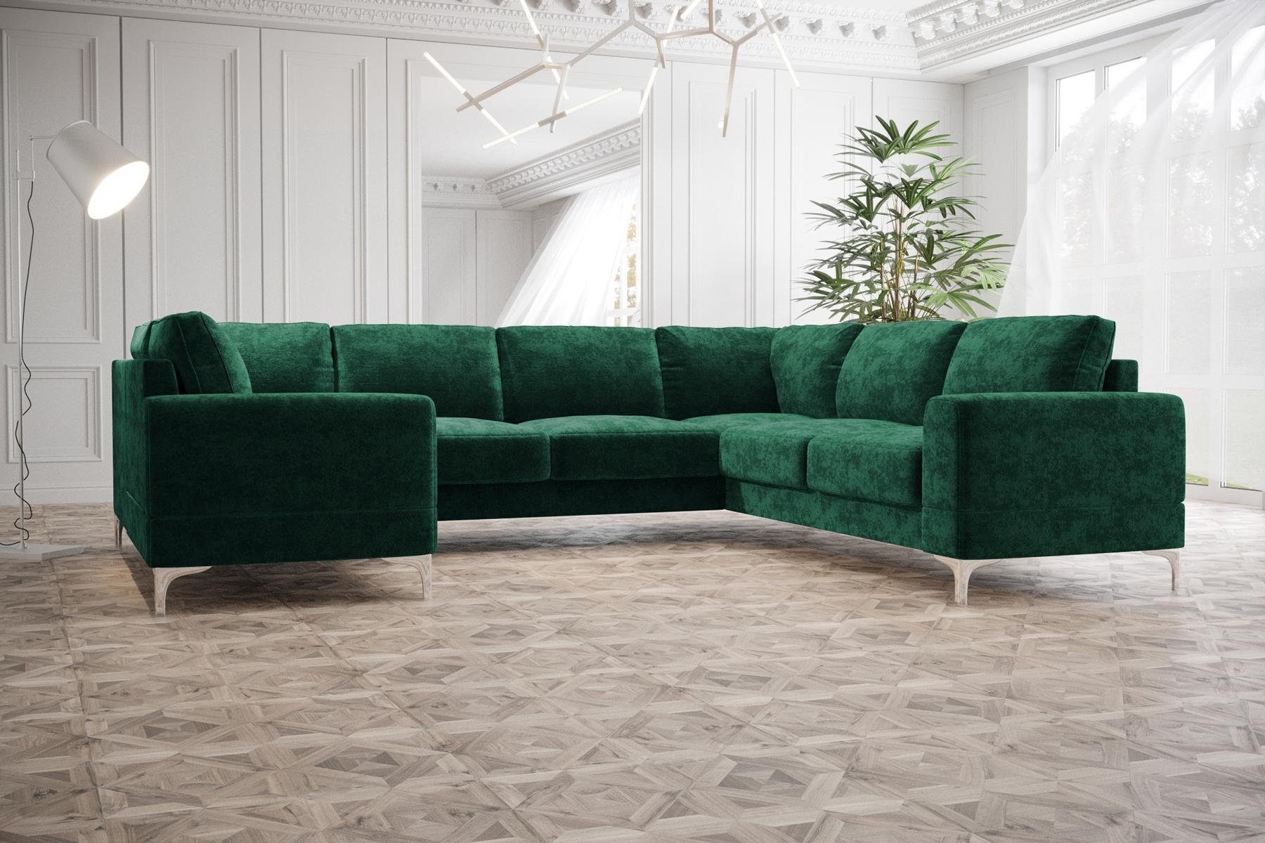JVmoebel Ecksofa Wohnlandschaft Polsterecke Sofa Couch Sofas Neu, Made in Europe Grün