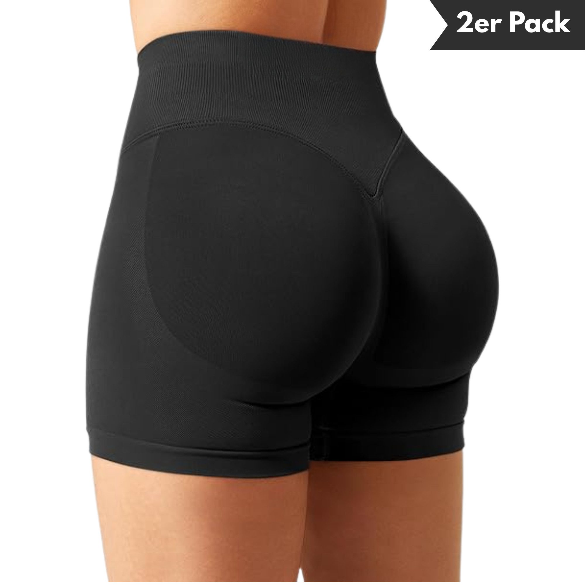 Athlix Leggings 2er Pack Damen Sport Shorts Invisible Scrunch Butt Lifting Gym Workout 2 Stück, figurbetont, elastisch, hoher Bund