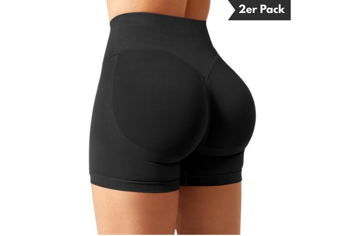 Athlix Leggings 2er Pack Damen Sport Shorts Invisible Scrunch Butt Lifting Gym Workout 2 Stück, figurbetont, elastisch, hoher Bund